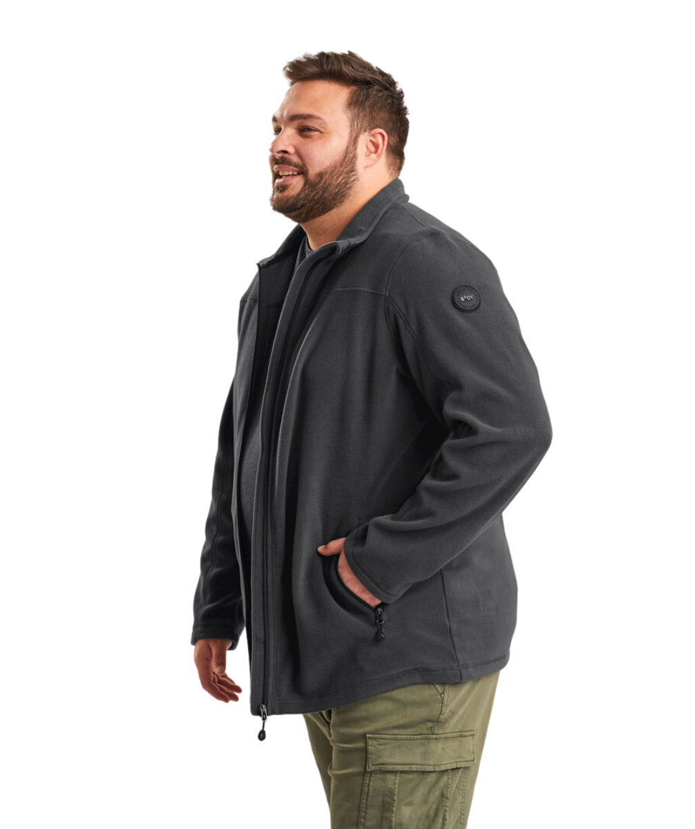 Stoy Earle Mens Plus Size Zip Fleece Jacket Black Sizes 2XL-6XL