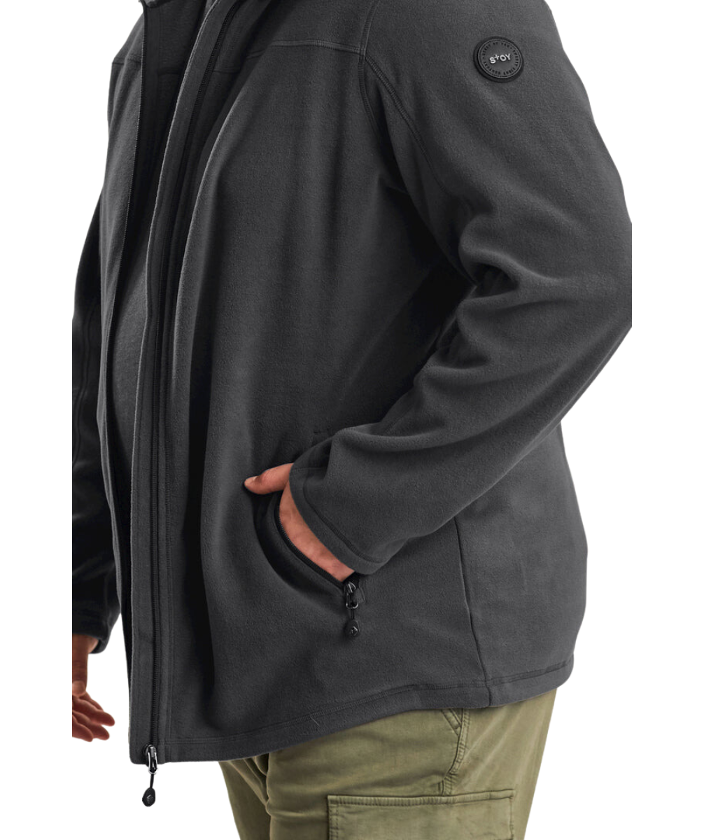 Stoy Earle Mens Plus Size Zip Fleece Jacket Black Sizes 2XL-6XL