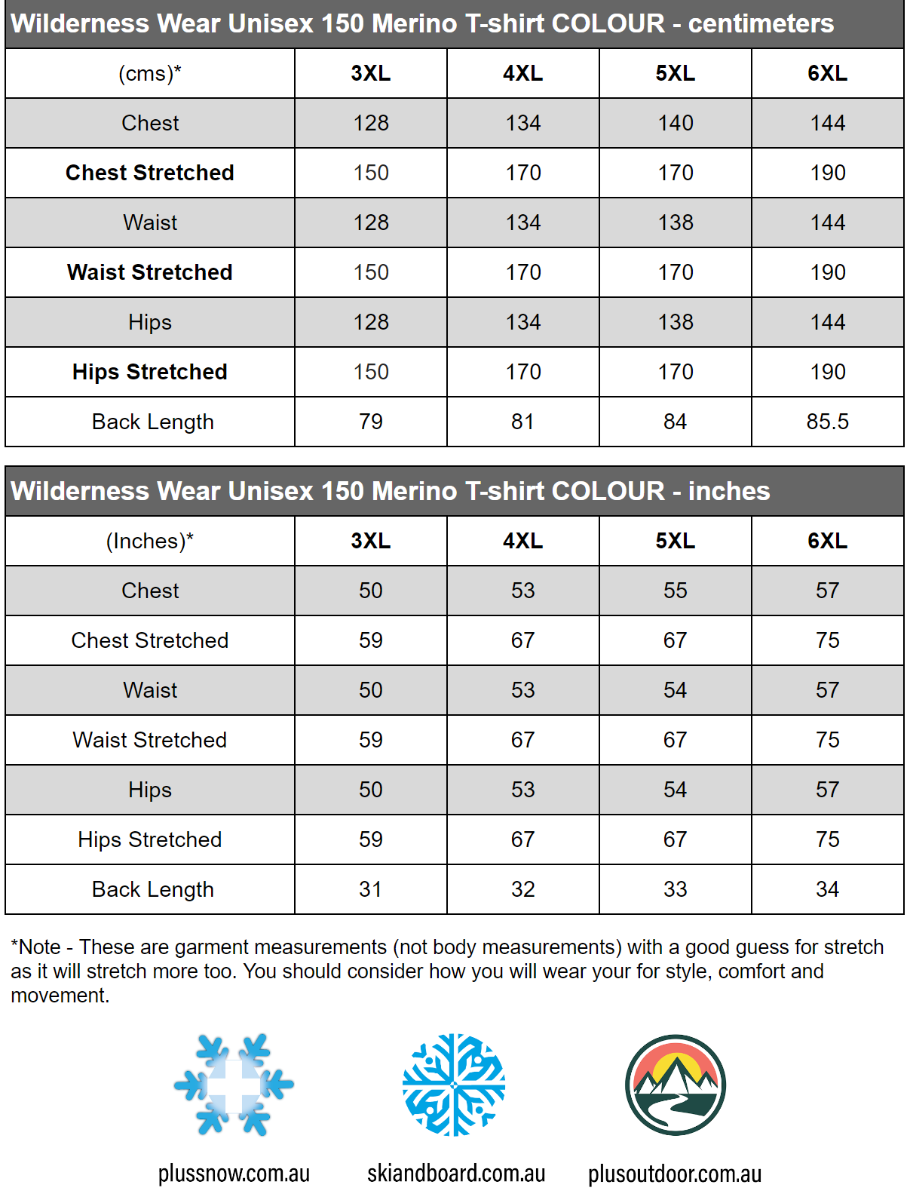 CLEARANCE - Wilderness Wear Mens Plus Size Merino T-Shirt Cumulo 150 Orange