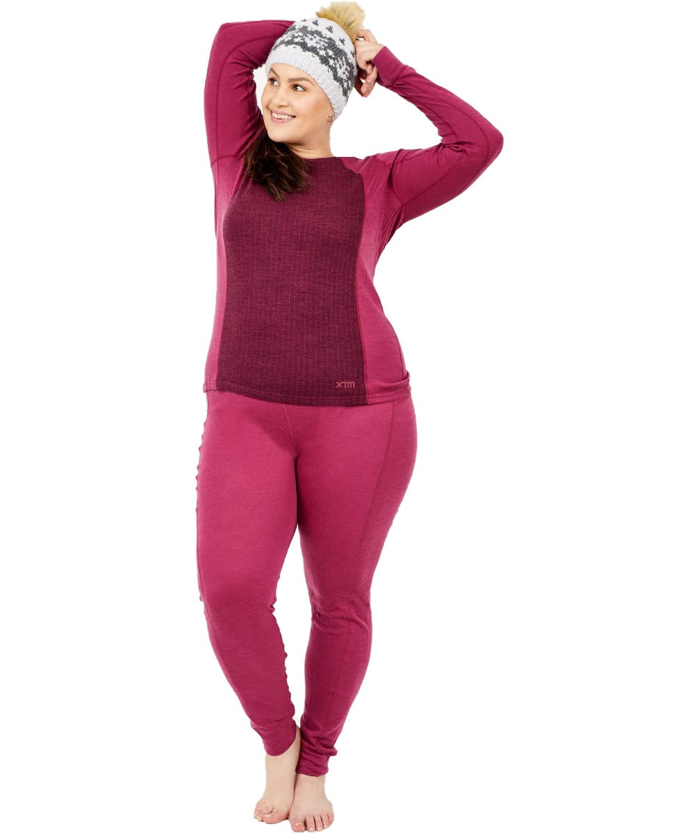 XTM Bulgaria Merino Wool Plus Size Thermal Top Burgundy Sizes 6-7XL