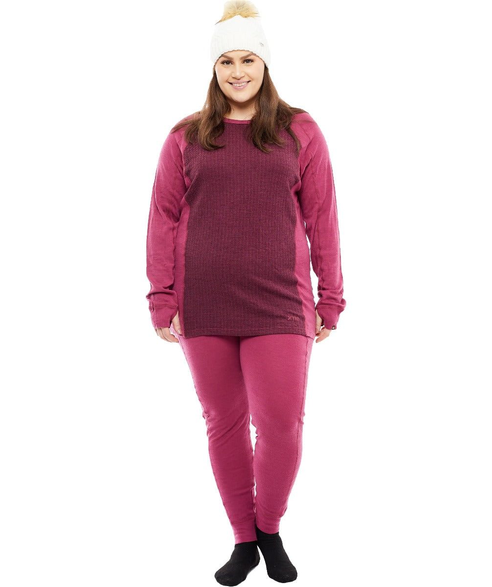 XTM Bulgaria Merino Wool Plus Size Thermal Top Burgundy Sizes 6-7XL