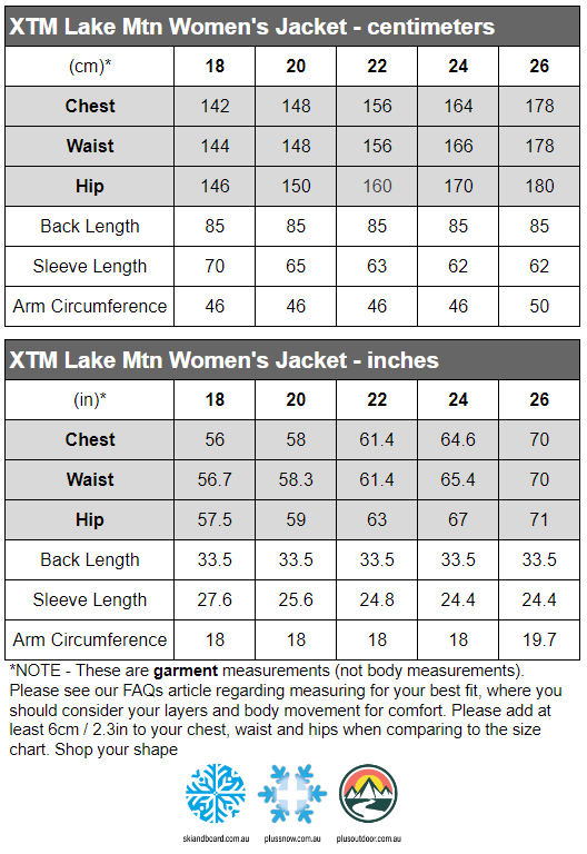 XTM Lake Mtn Womens Snow Jacket Plus Sizes 22 - 26