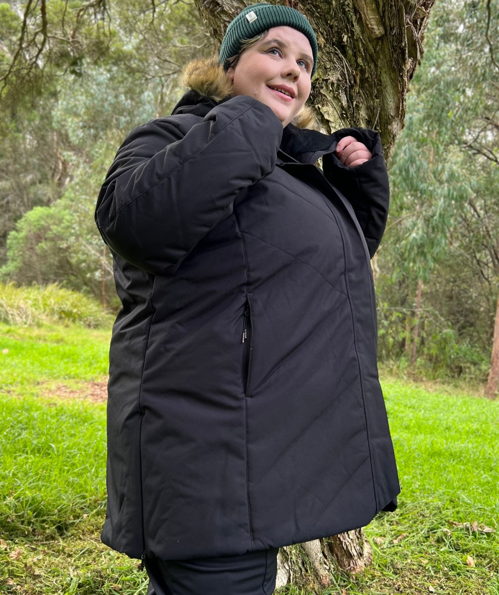 XTM Mont Blanc Womens Plus Size Long Jacket Black 18-22