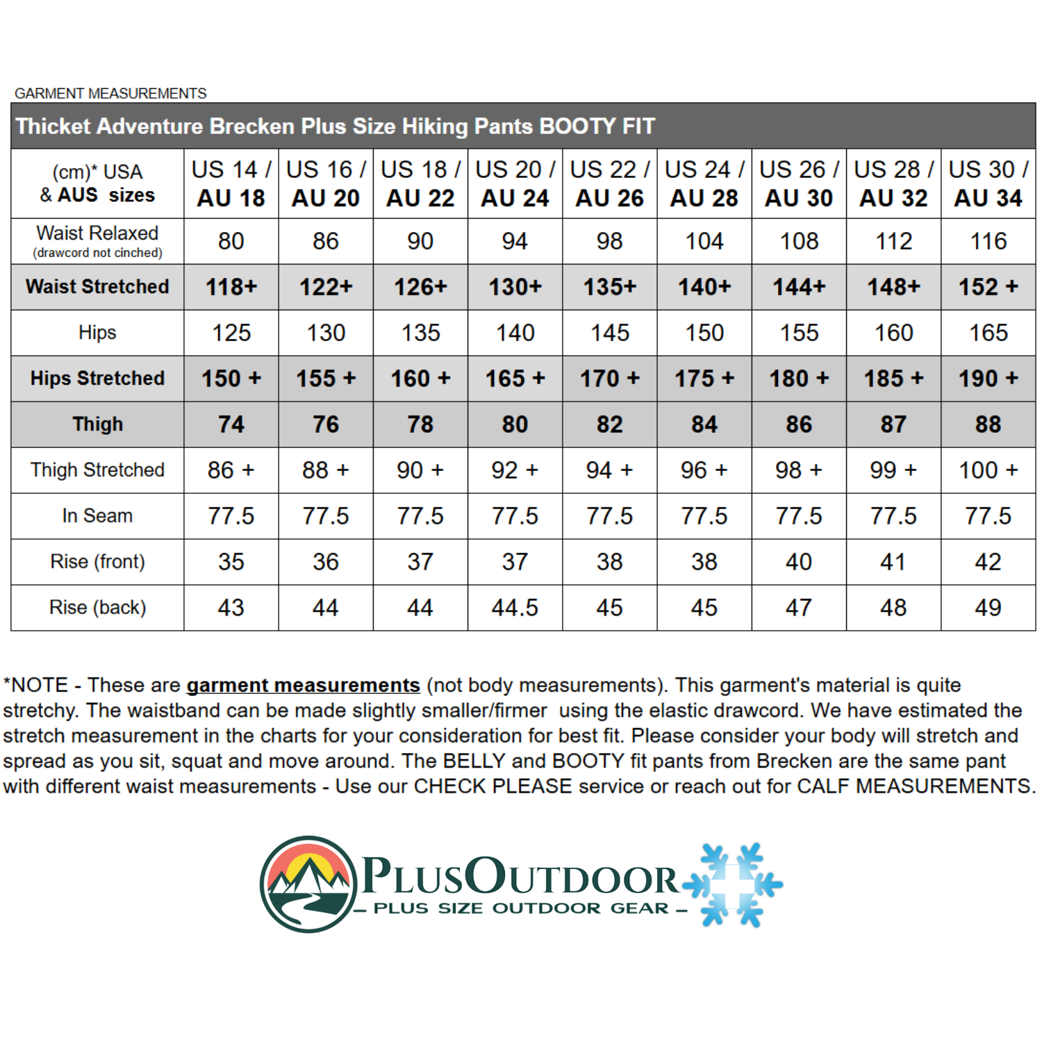 Thicket Adventure Brecken Travel Pants BOOTY FIT Grey Plus Sizes 18-34