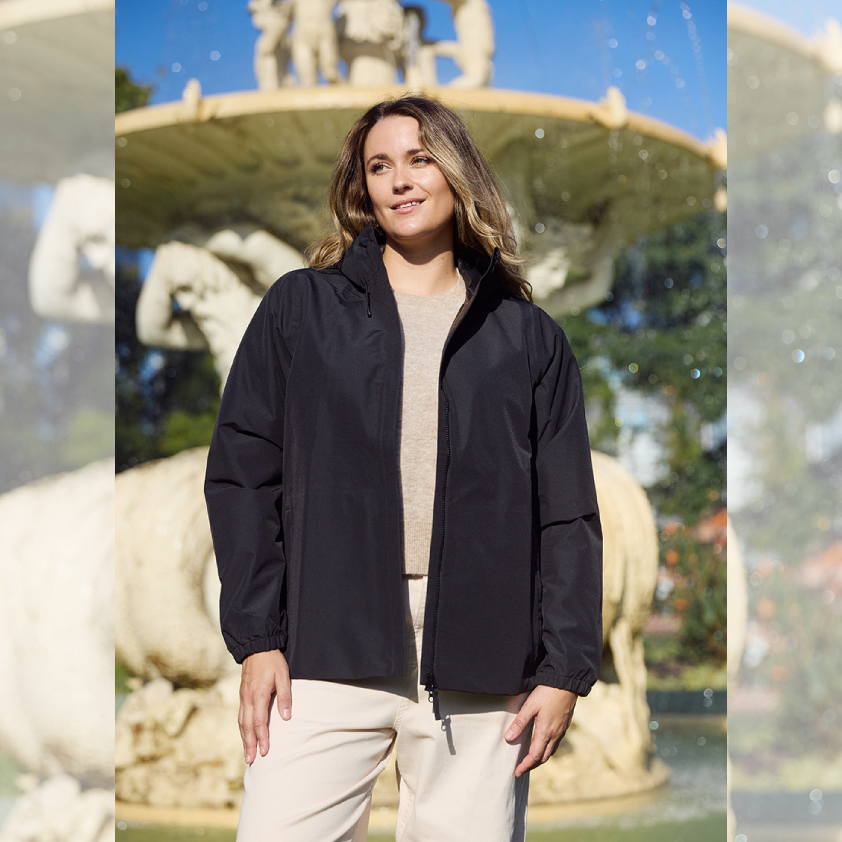 Amble Elements Womens Plus Size Rain Jacket Black 2XL-5XL