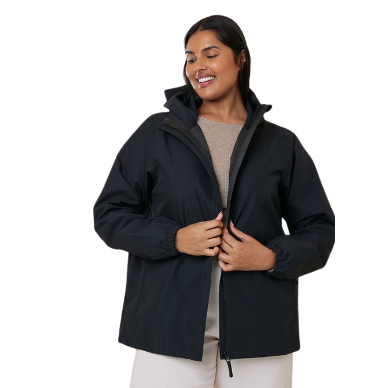 Amble Elements Womens Plus Size Rain Jacket Black 2XL-5XL