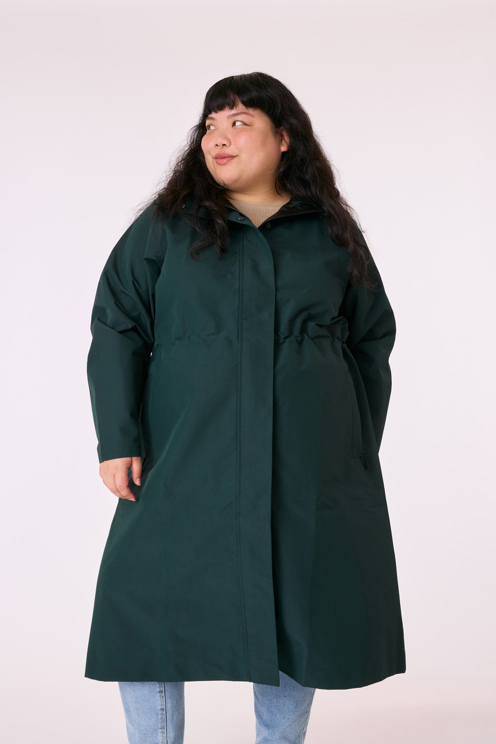 Amble Overland Womens Plus Size Rain Long Jacket Eucalyptus XL-5XL