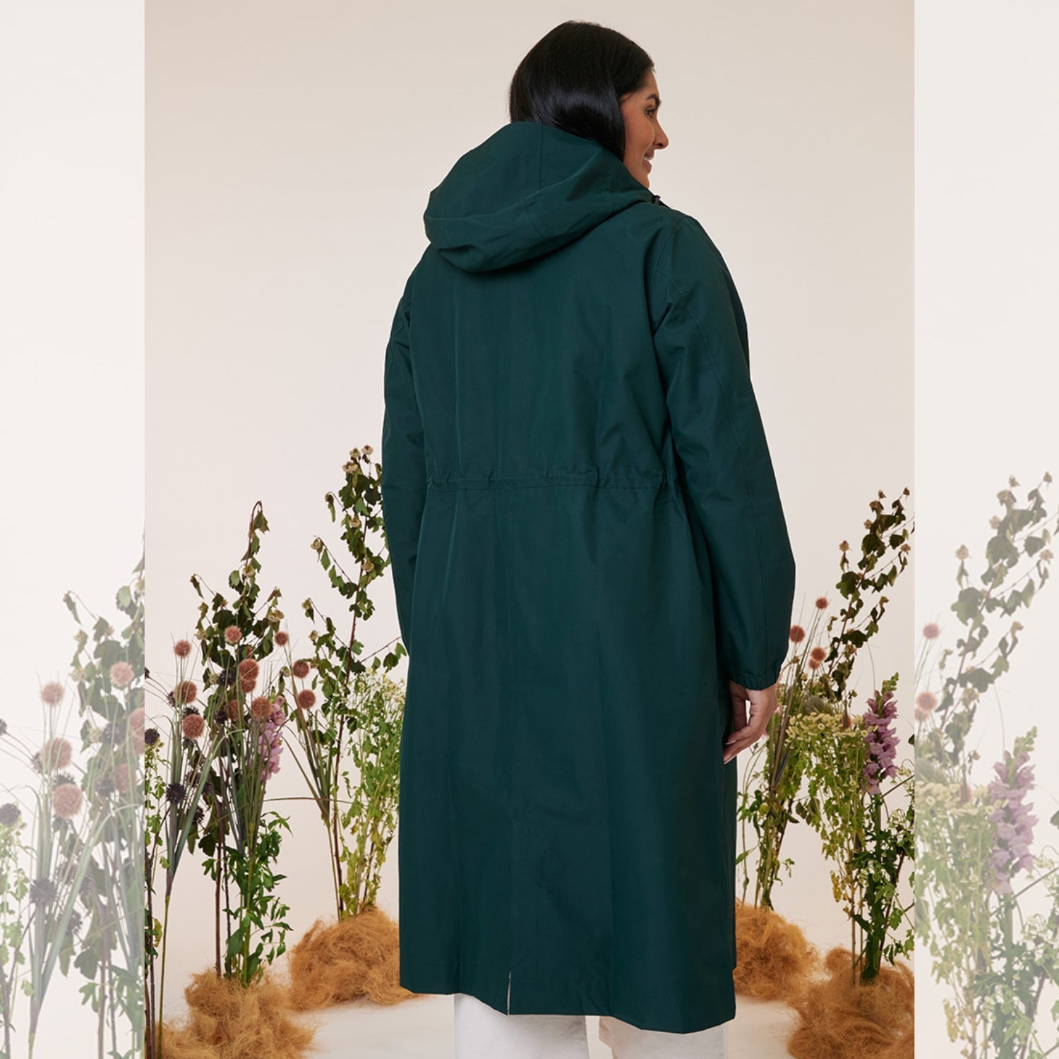 Amble Overland Womens Plus Size Rain Long Jacket Eucalyptus 2XL-5XL