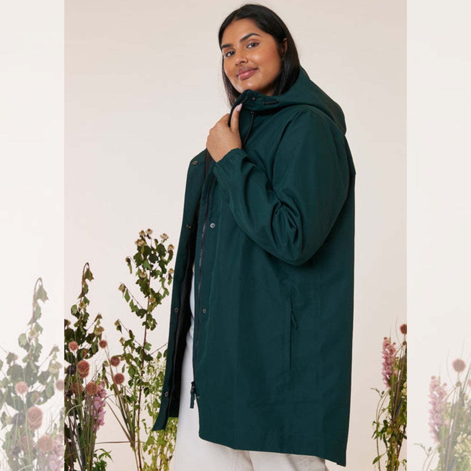 Amble Refuge Womens Plus Size Waterproof Jacket Long Eucalyptus XL-5XL