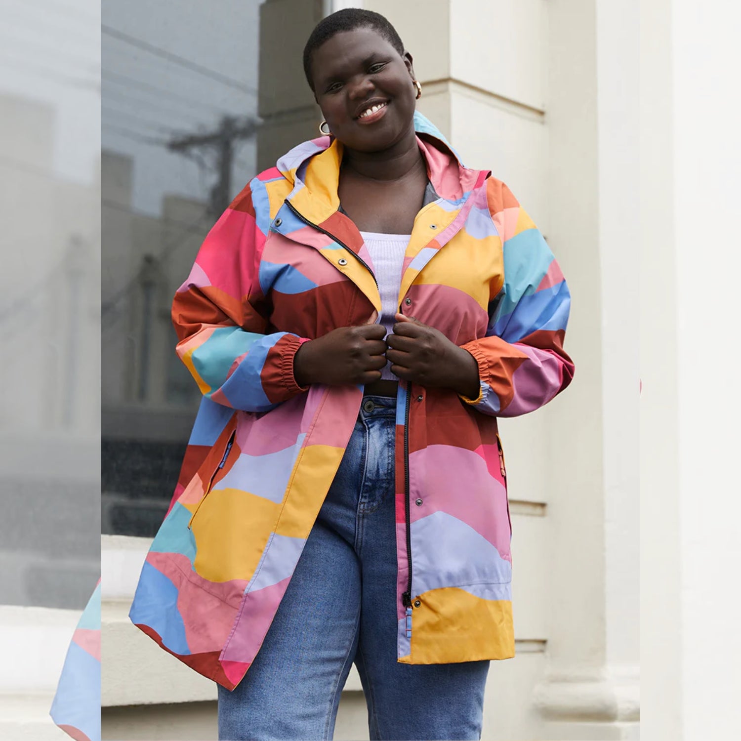 Amble Refuge Womens Plus Size Waterproof Jacket Long Sundown 3XL-5XL