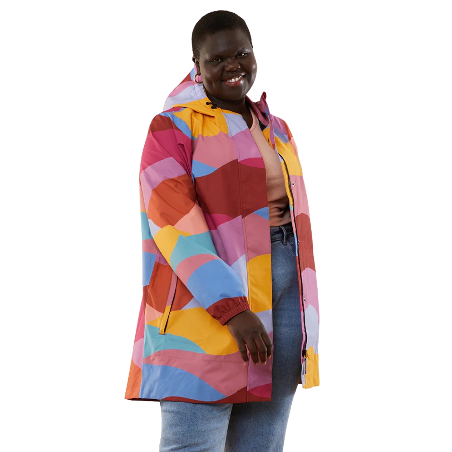 Amble Refuge Womens Plus Size Waterproof Jacket Long Sundown 3XL-5XL