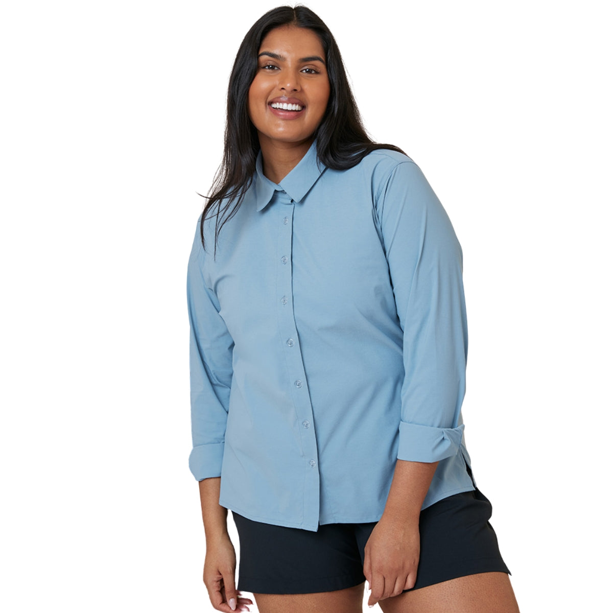 Amble Stirling Womens Plus Size Shirt Mist Blue Sizes 2XL - 4XL
