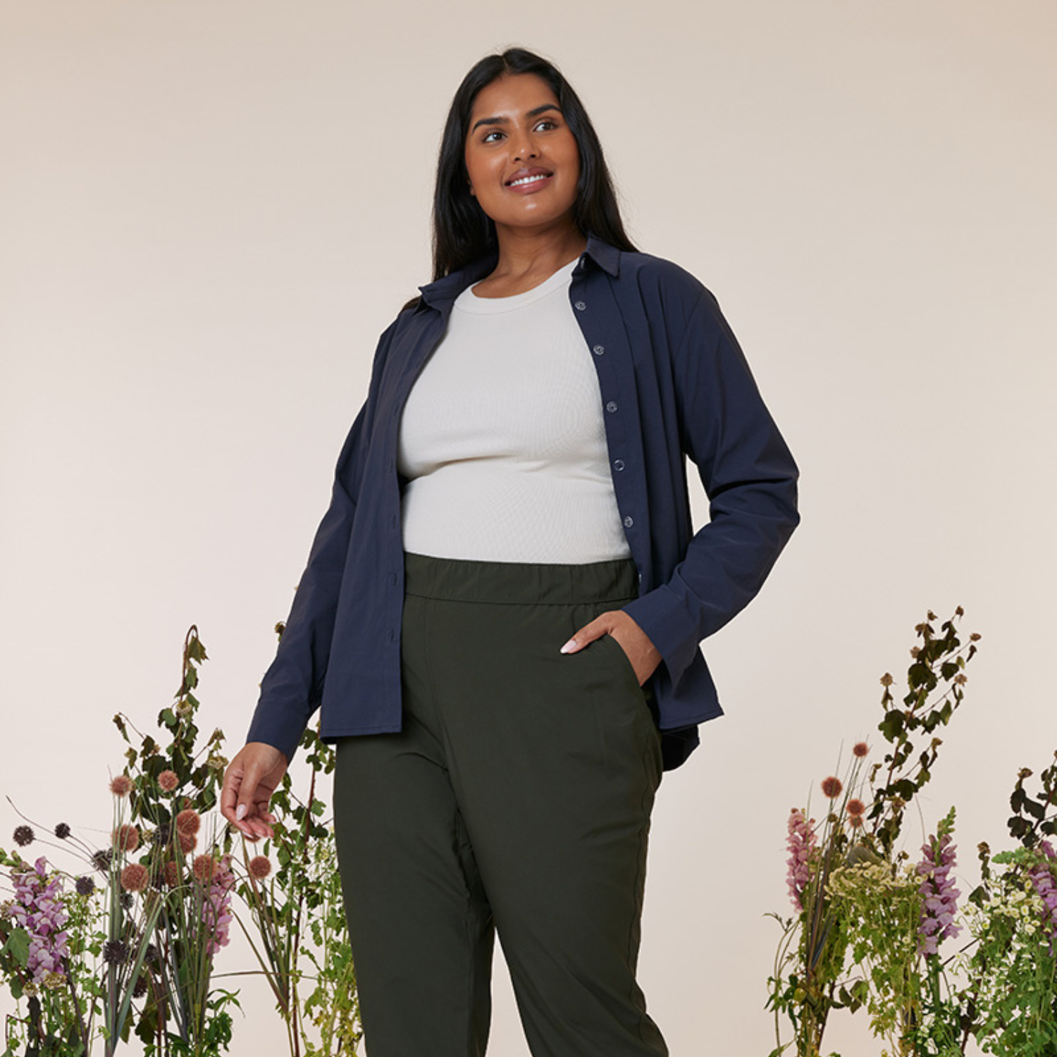 Amble Stirling Womens Plus Size Shirt Midnight Sizes 2XL - 4XL