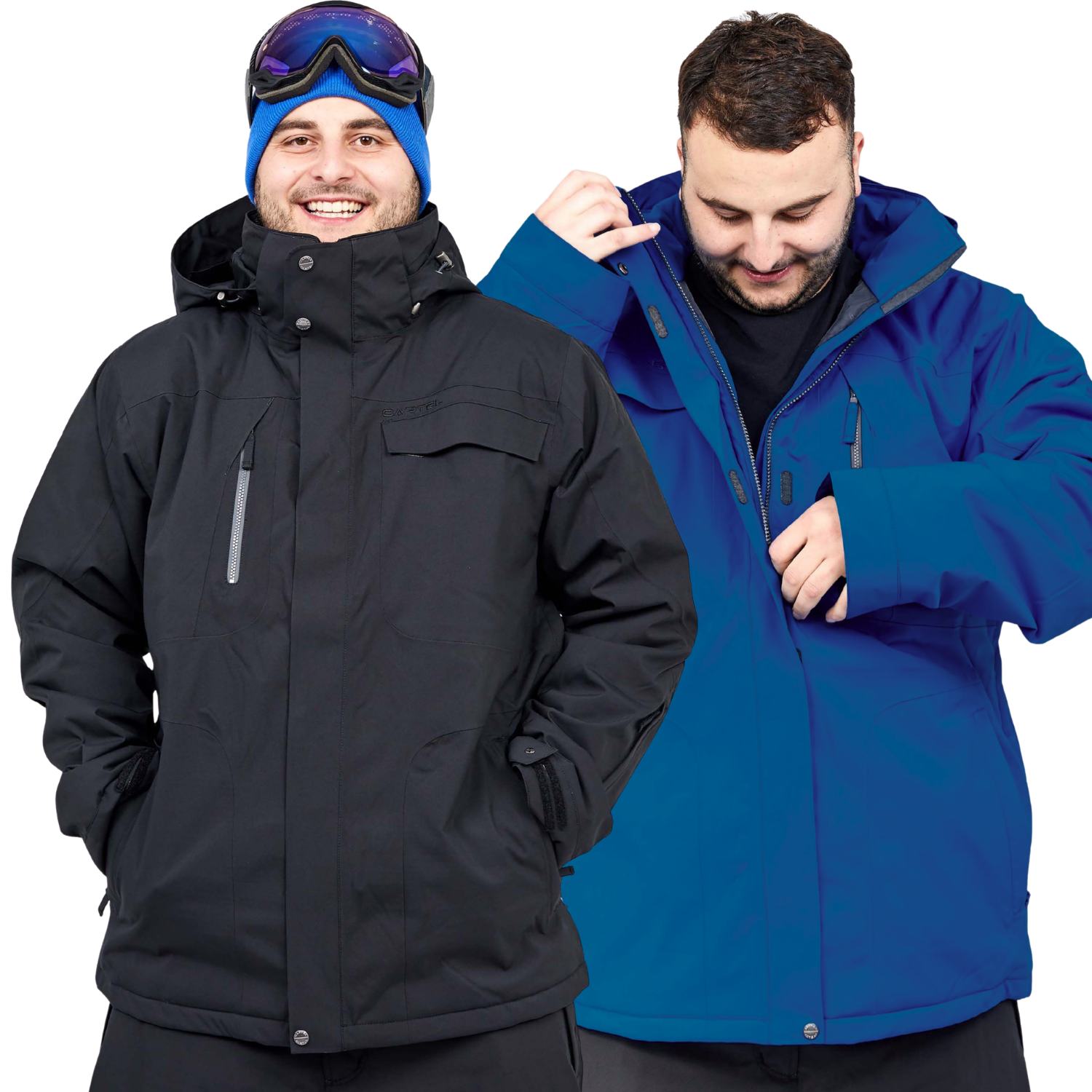 Cartel Bankso Mens Ski Jacket Stretch Black & Blue Plus Sizes 3XL-9XL