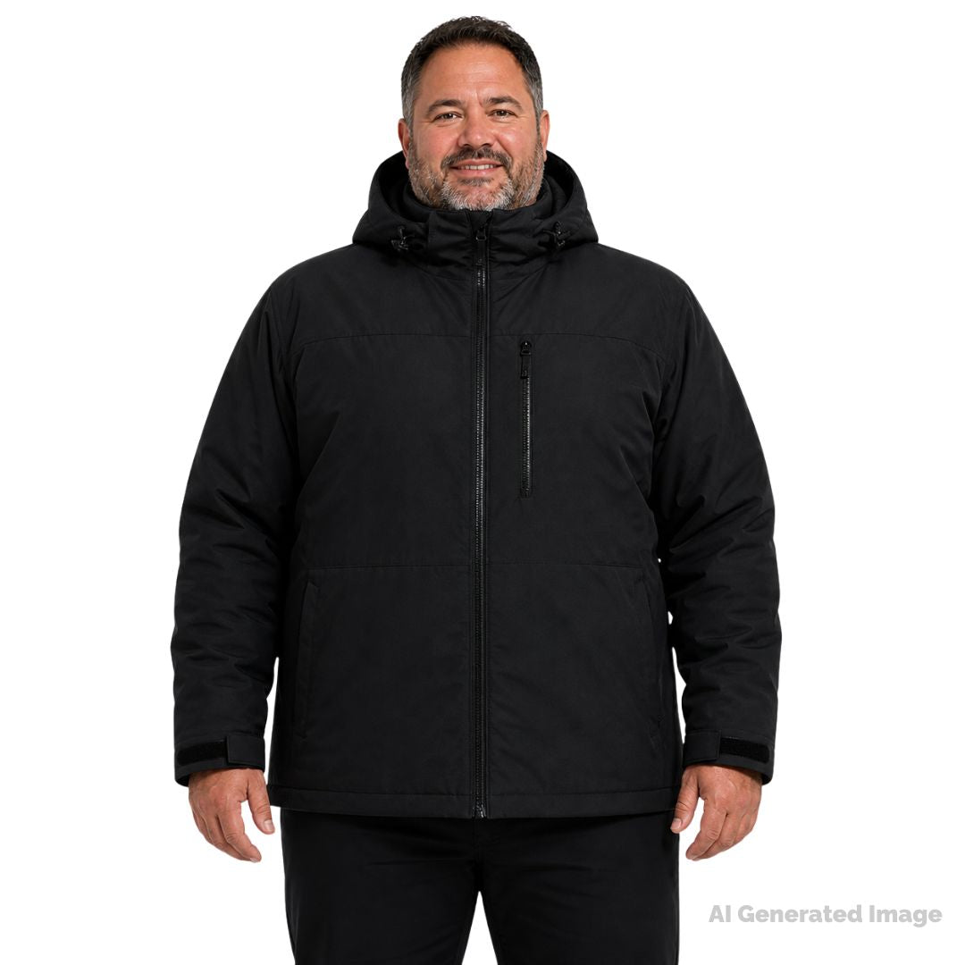 Cartel Silverstar Shell Jacket unisex plus size 4XL–10XL in black, men’s waterproof outdoor jacket with hood and full-zip front