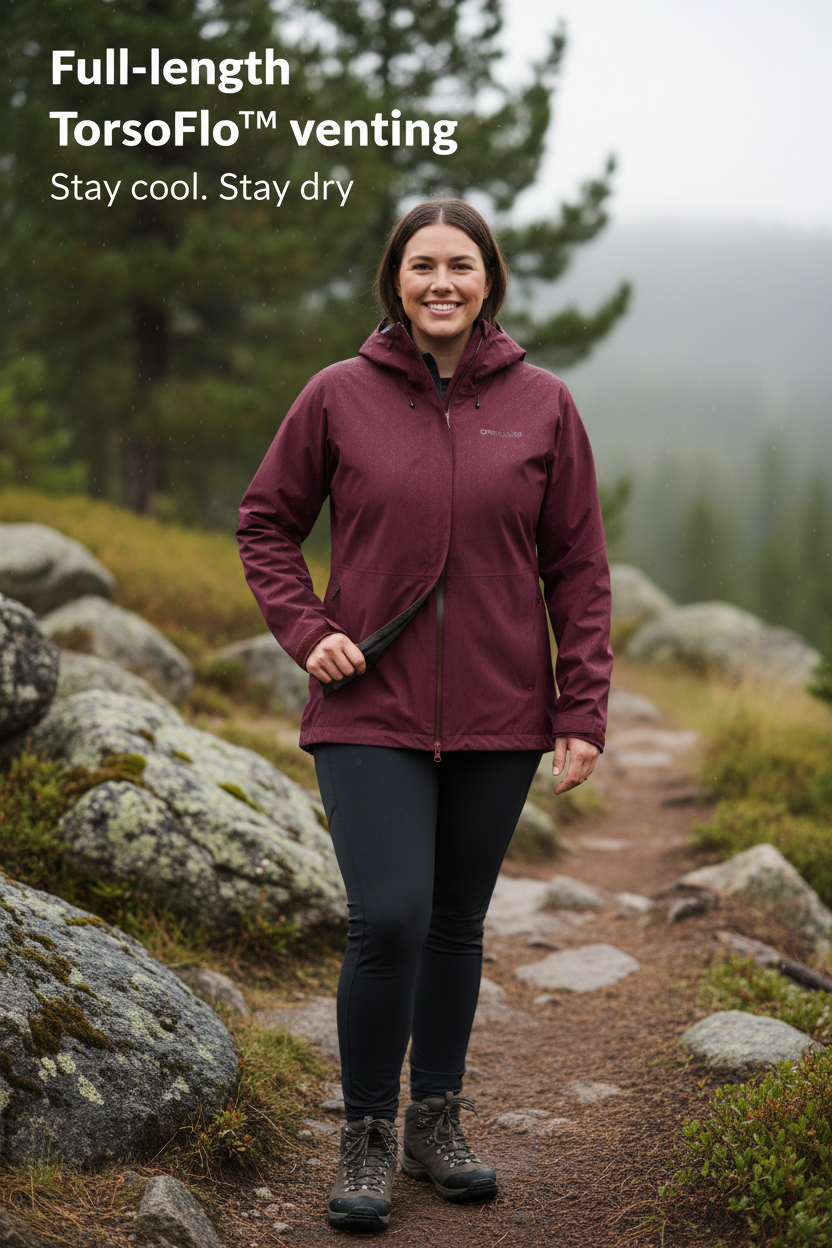 Outdoor Research Women’s Aspire 3L Rain Shell Jacket Winterberry USA Plus Sizes 1X-4X