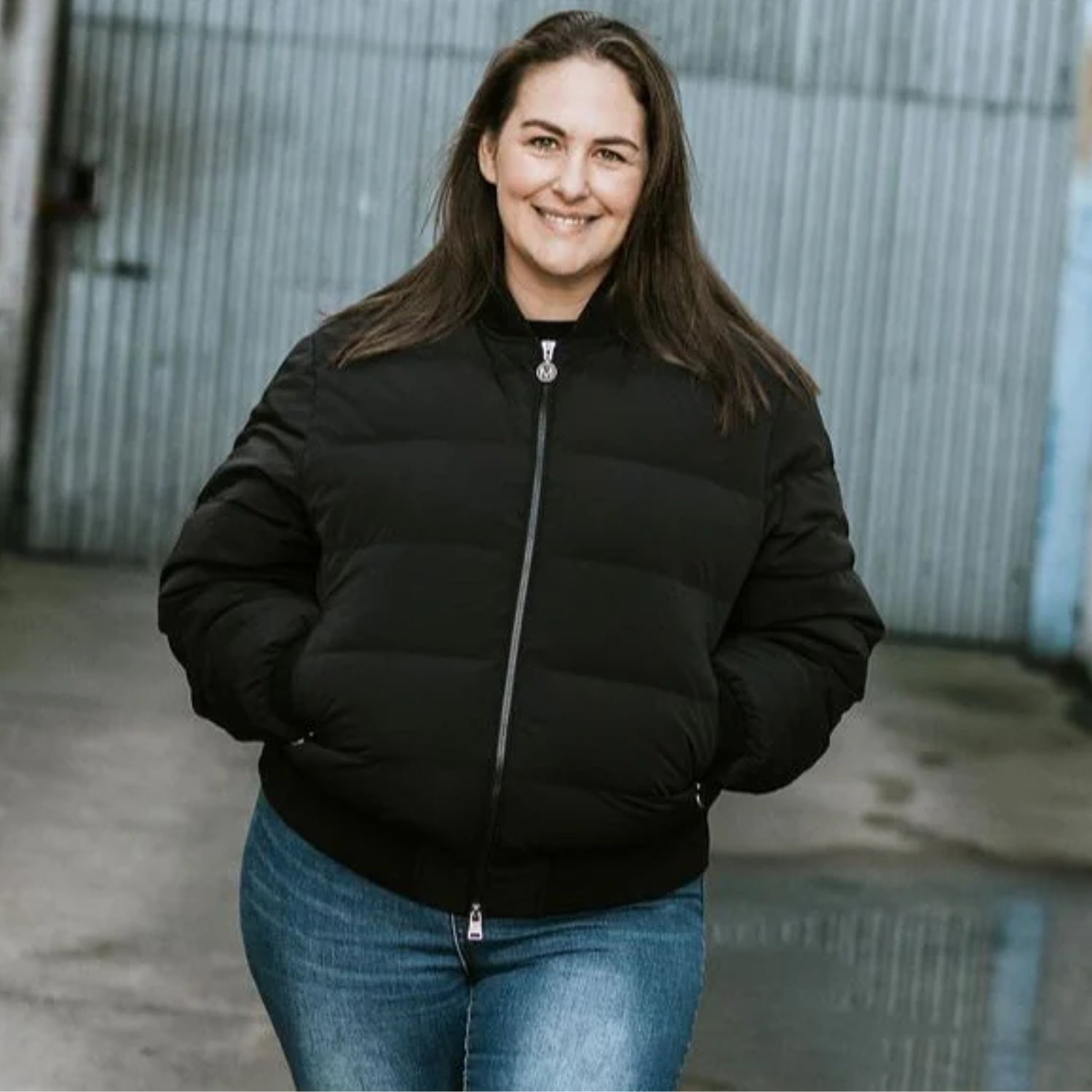 Moke Rue Women's Plus Size Down Bomber Jacket Black 3XL-4XL