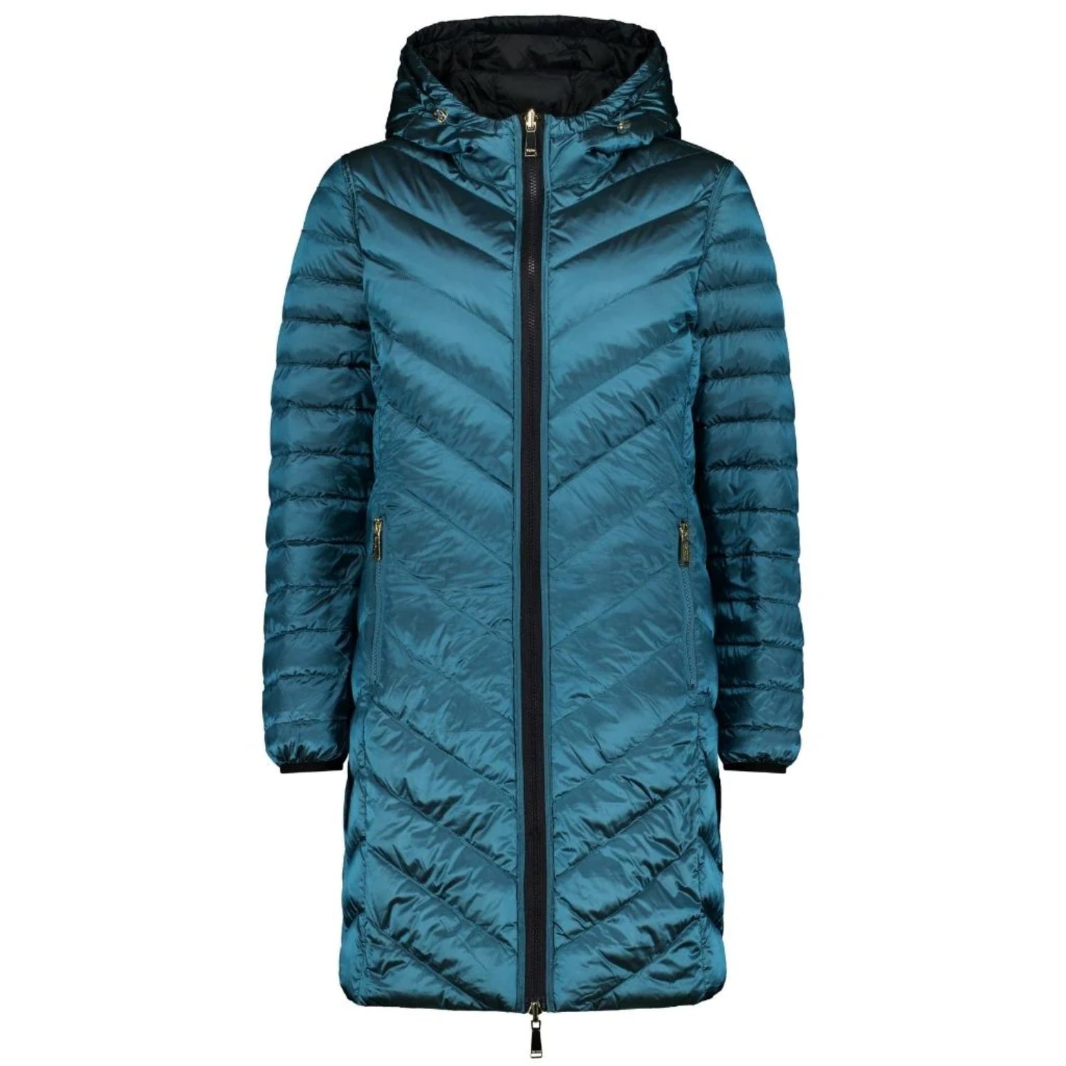 Moke Arnie Womens Plus Size Long Reversible Down Jacket Black/Teal 4XL