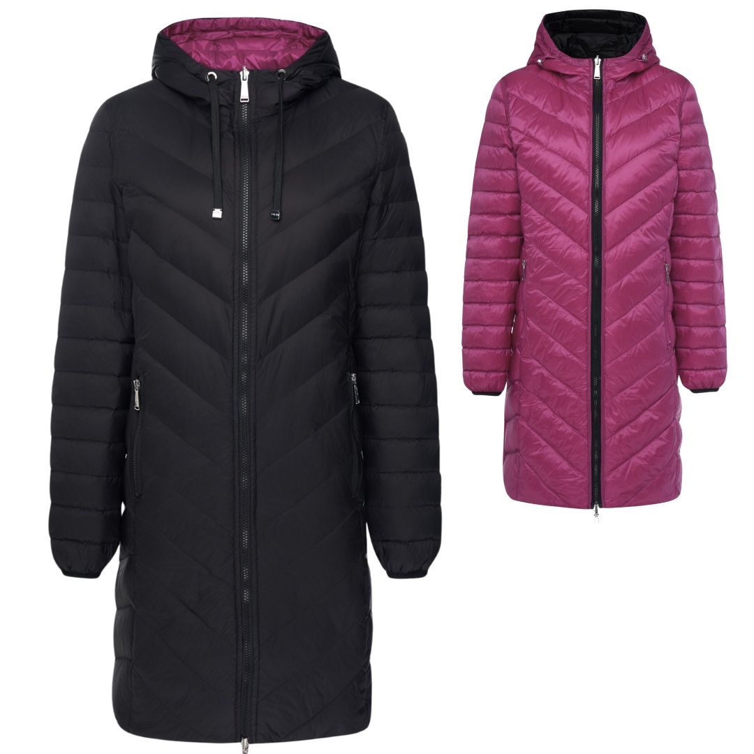 Moke Arnie Womens Long Puffer Coat Reversible Plus Sizes 2XL-4XL