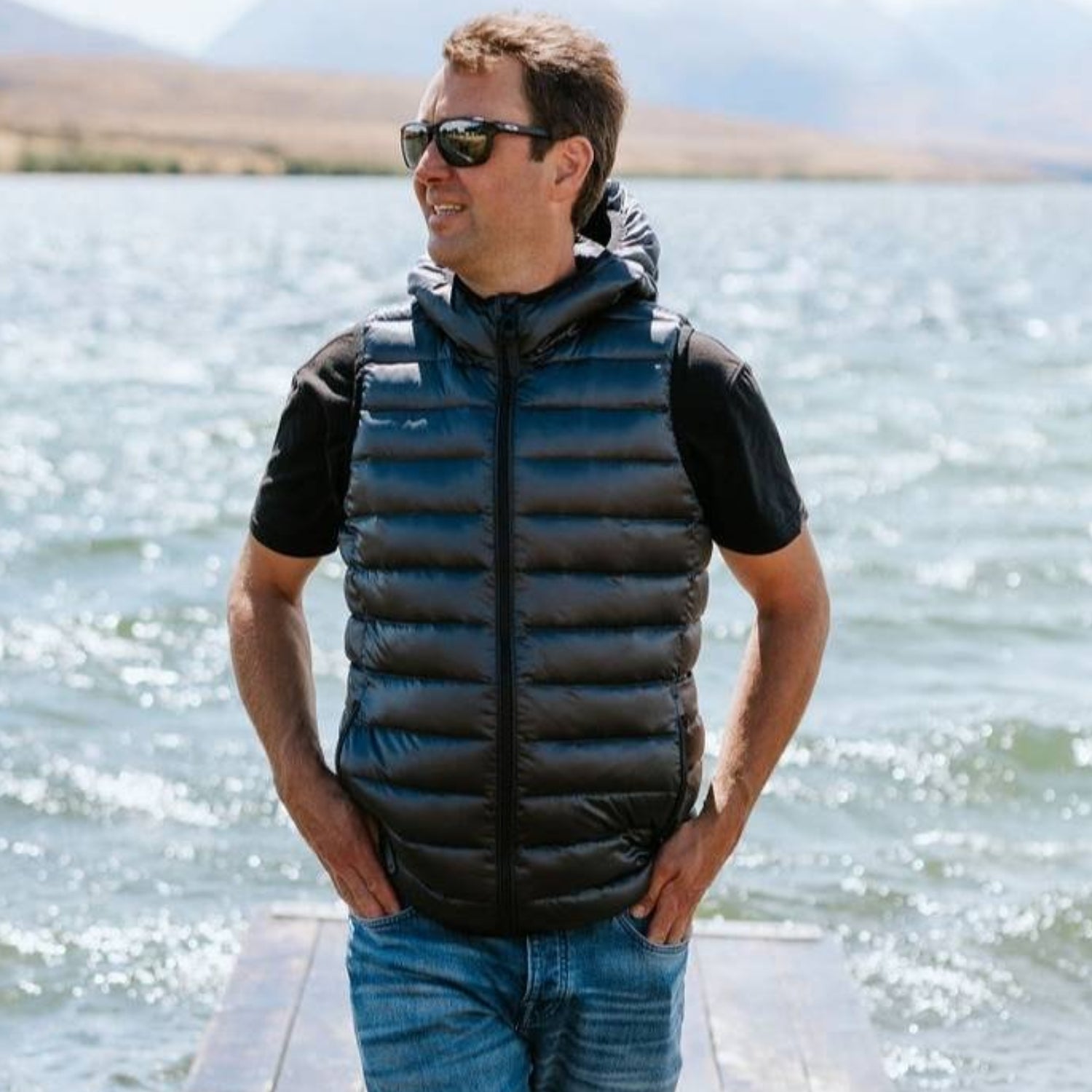 Moke C.J Mens Plus Size Down Puffer Vest Slate 3XL-4XL