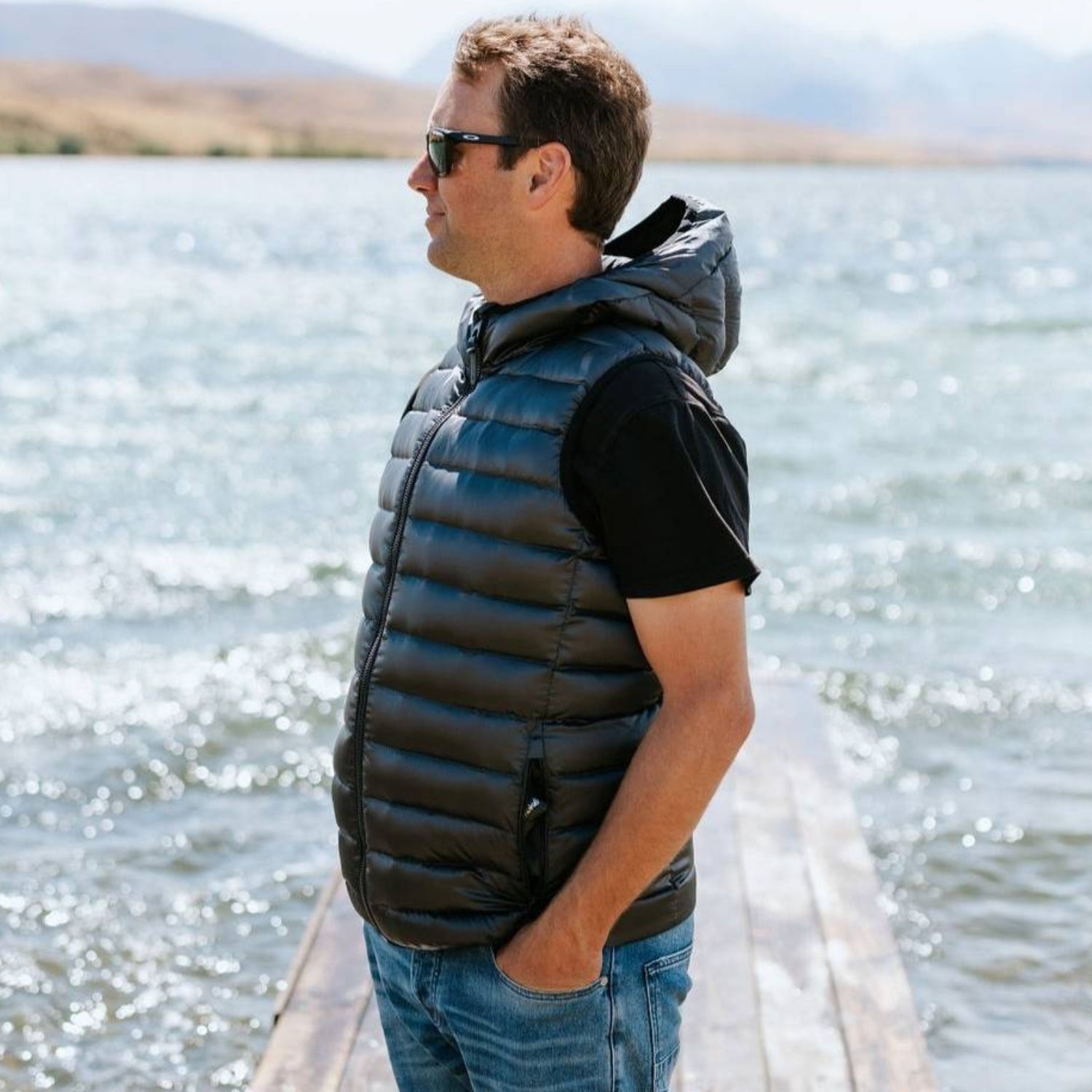 Moke C.J Mens Plus Size Down Puffer Vest Slate 3XL-4XL