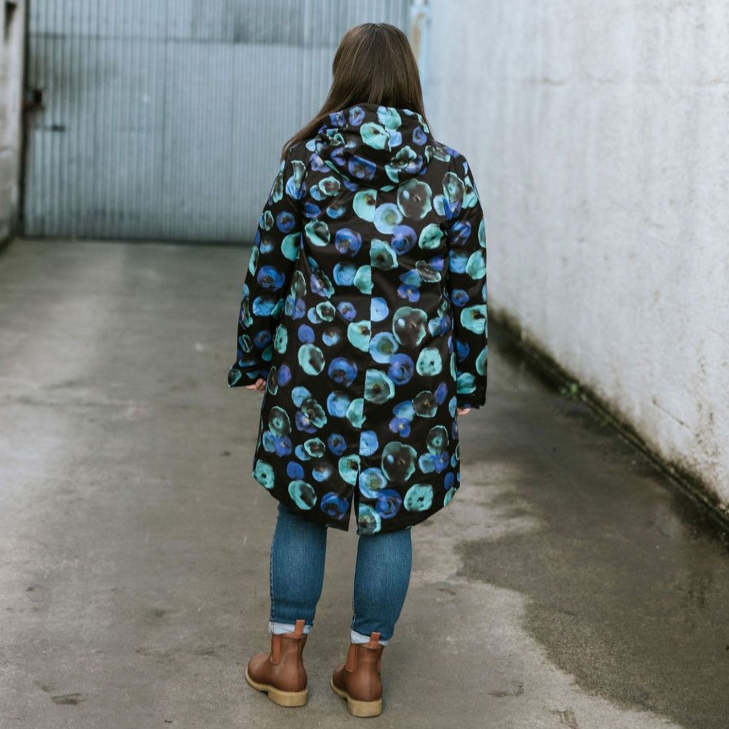 Moke Georgie Womens Plus Size Rain Coat Night Bloom Print 3XL-4XL