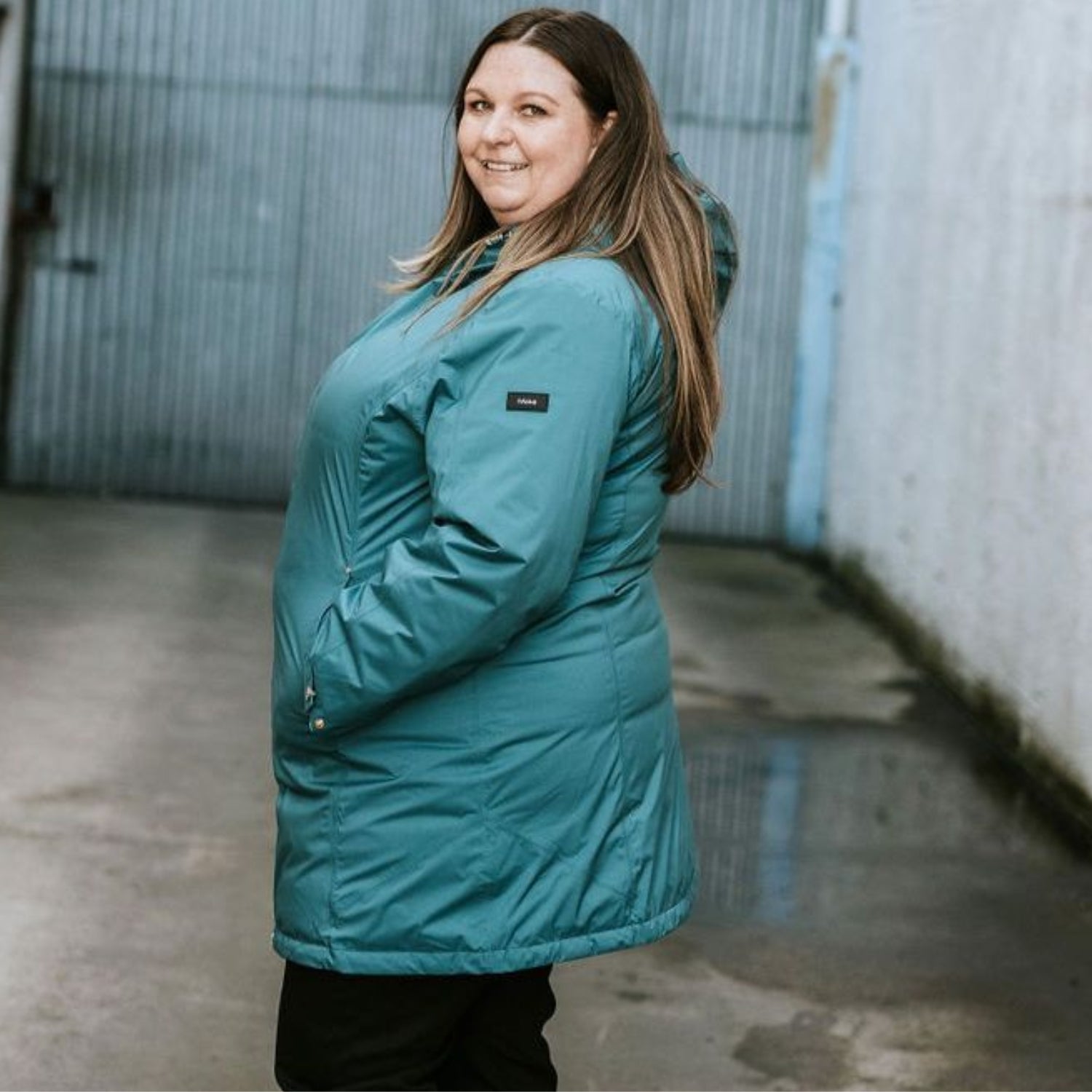 Moke Leila Long Womens Plus Size Waterproof Down Coat Jacket Teal 2XL-4XL