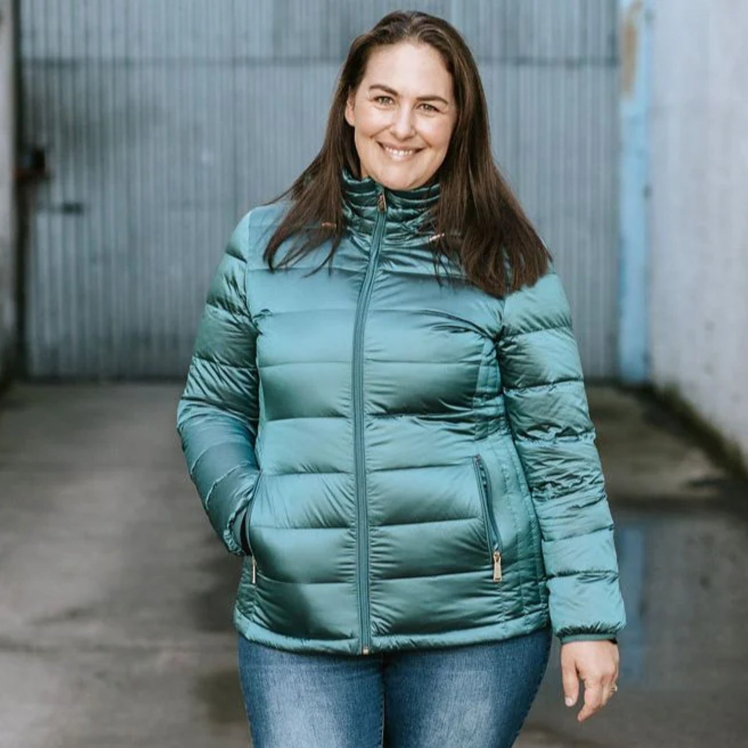 Moke Lynnette Women's Plus Size Down Jacket Teal 4XL