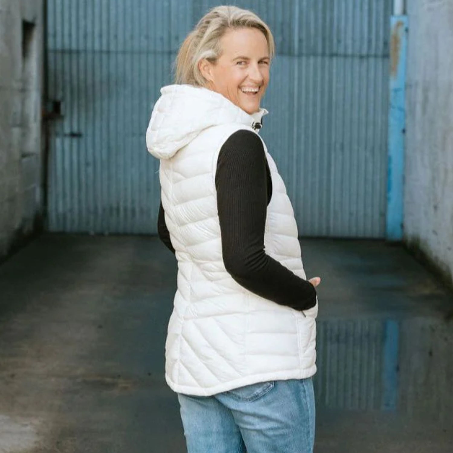 Moke Mary-Claire Womens Plus Size Down Vest Cream 4XL