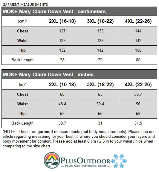 Moke Mary-Claire Womens Plus Size Down Vest Black 2XL-4XL