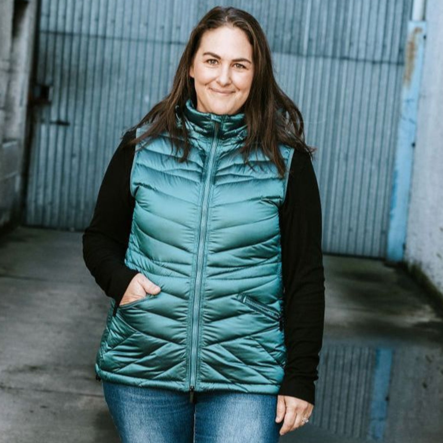 Moke Mary-Claire Womens Plus Size Down Vest Teal 4XL