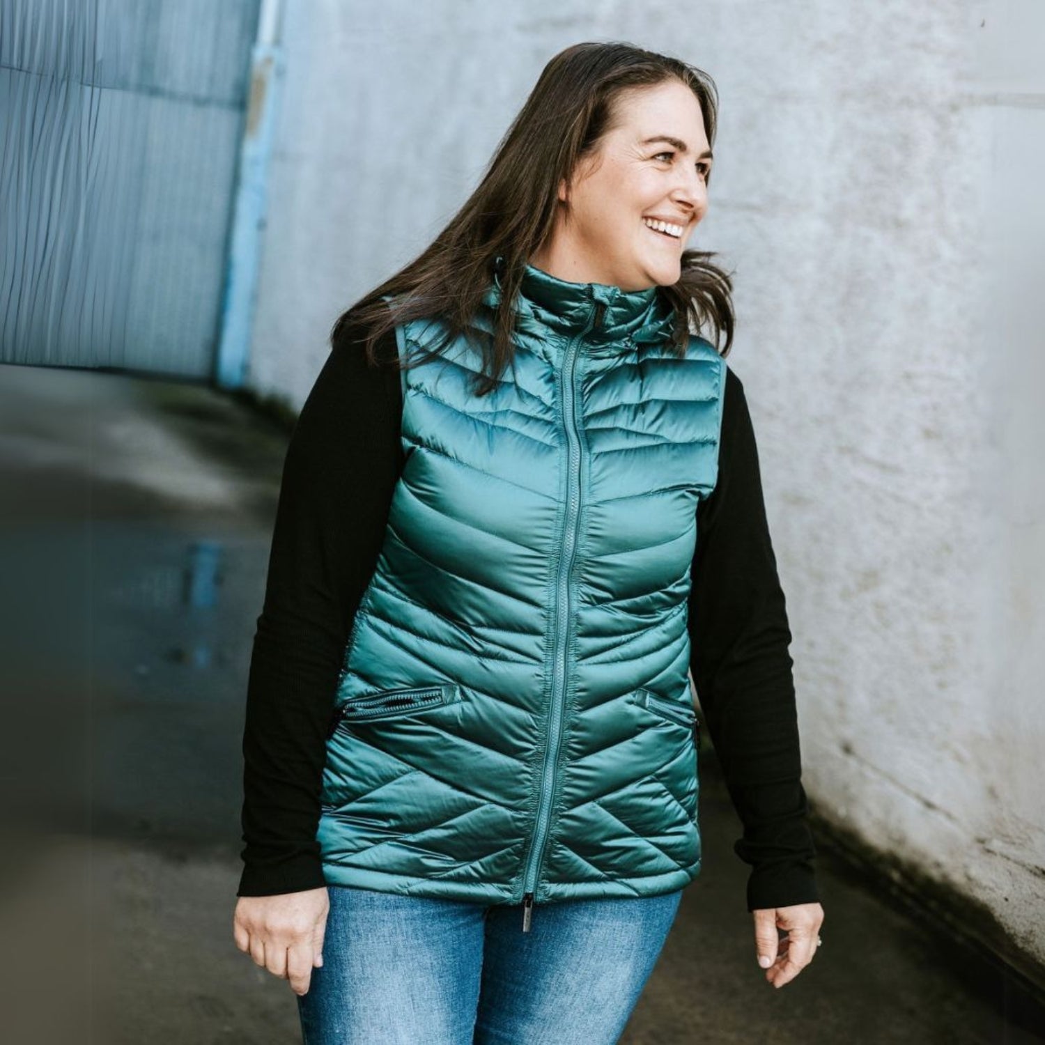 Moke Mary-Claire Womens Plus Size Down Vest Teal 4XL