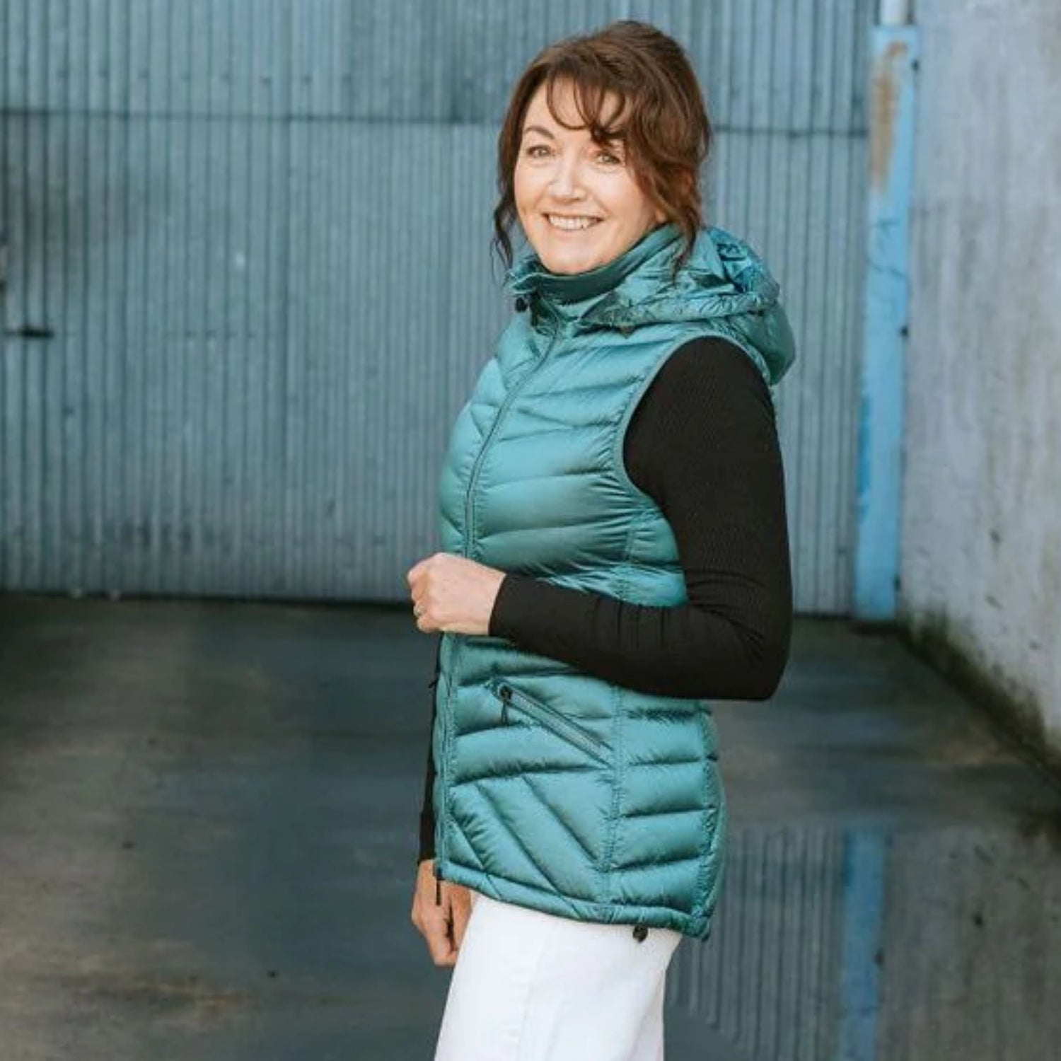 Moke Mary-Claire Womens Plus Size Down Vest Teal 4XL