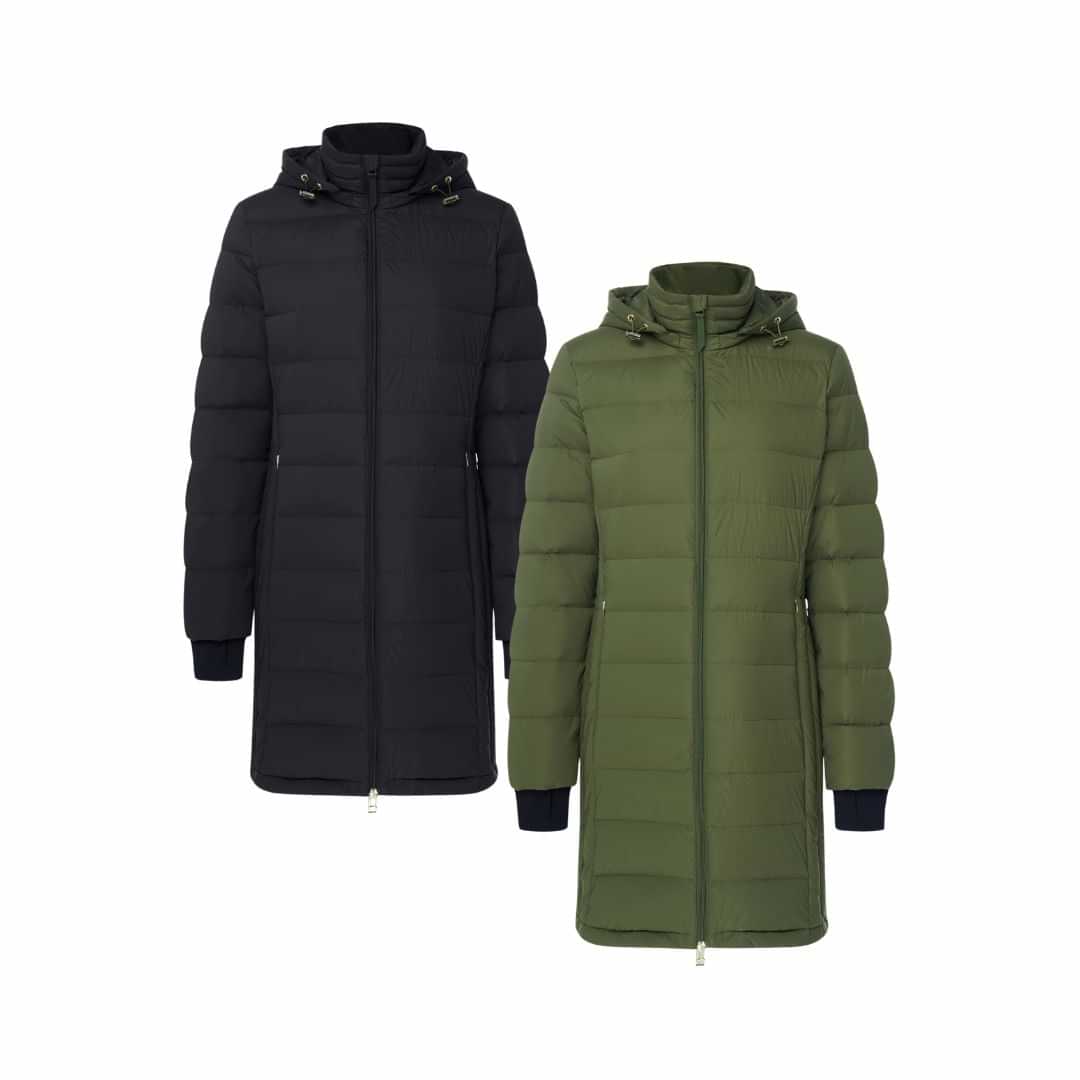 Moke Sydney Women's Packable Down Coat Black & Olive Plus Sizes Hero image