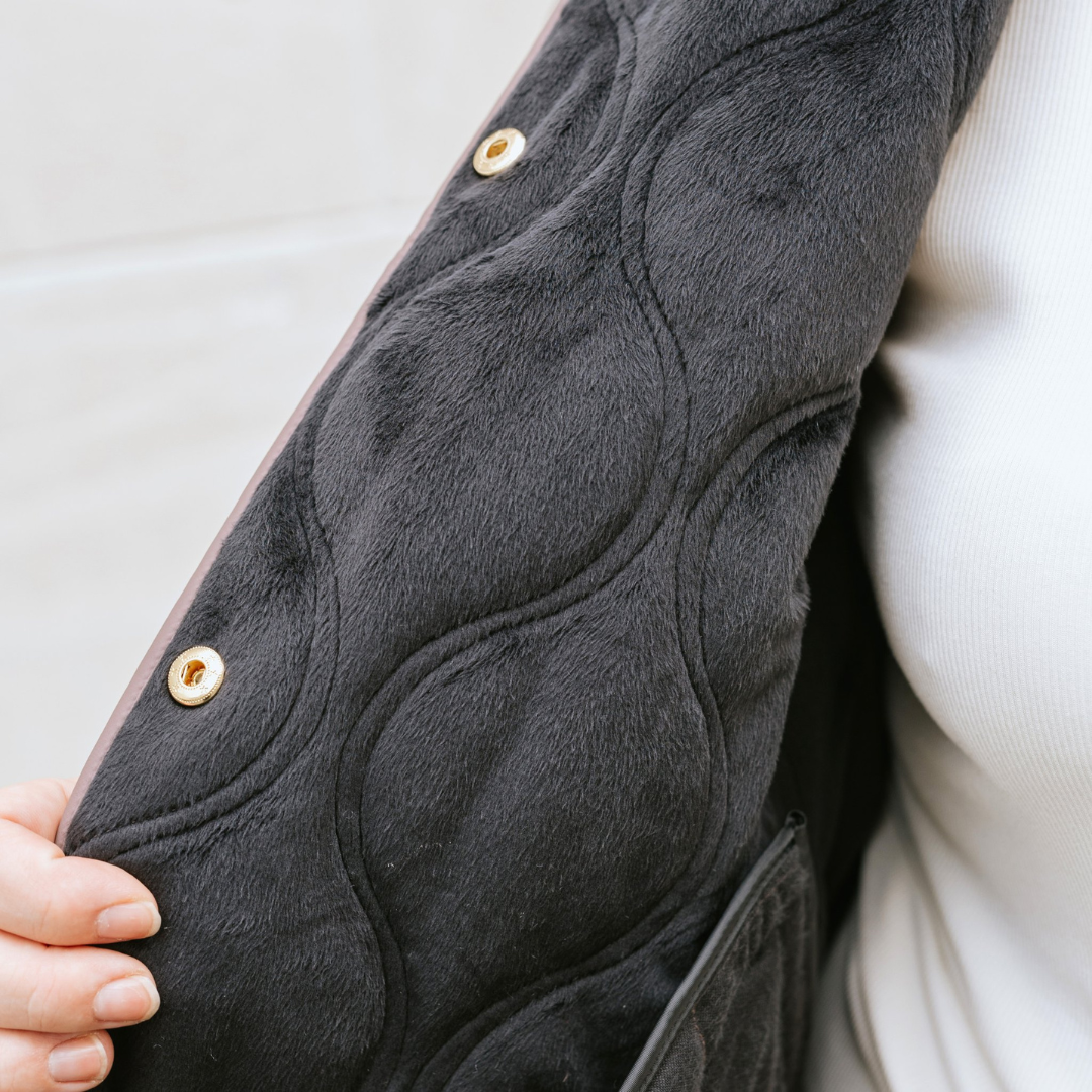 Women's Plus Size Bomber Jacket Lining - Moke Talei Black Quilted Interior