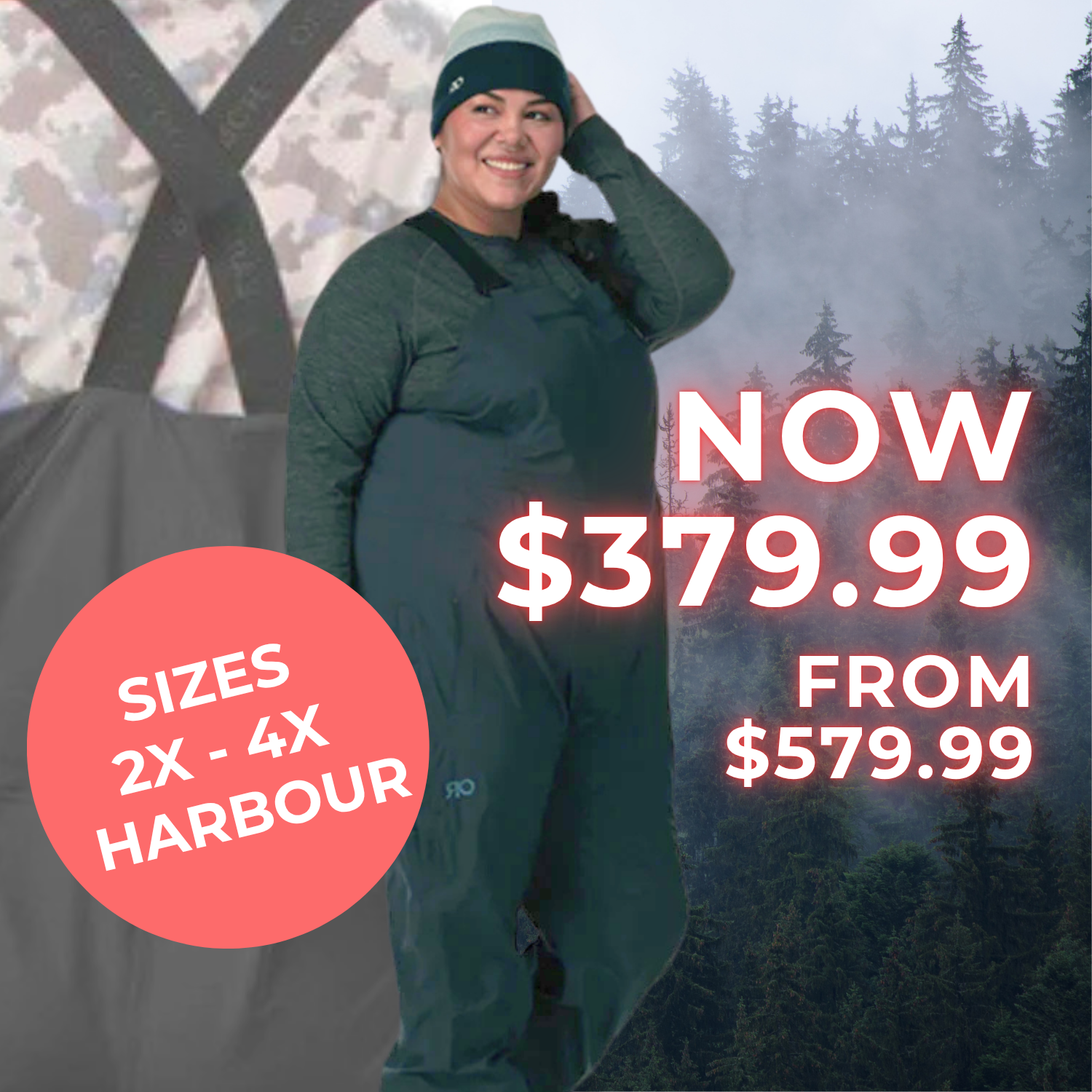 Outdoor Research Carbide Women's Plus Size Bibs Shell Pants Harbor Sizes 2X-4X
