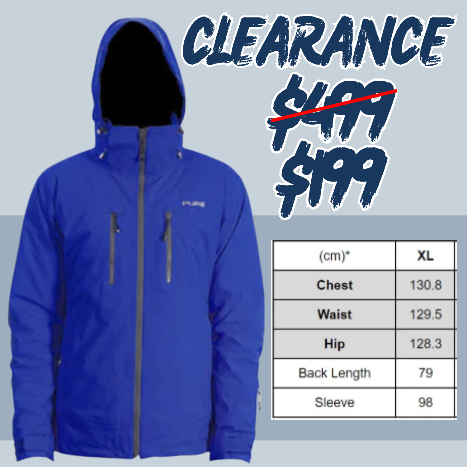 CLEARANCE - Pure Purist Shell Plus Size Shell Jacket Blue Size XL