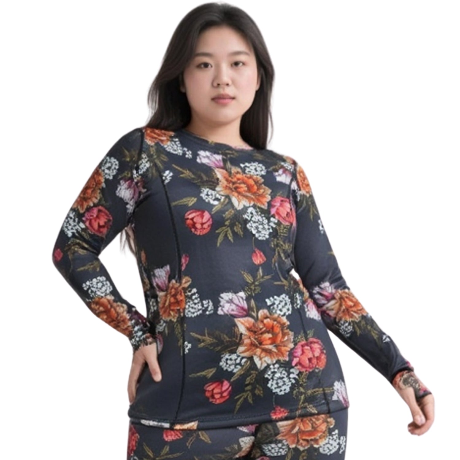 Rojo Best Living Womens Plus Size Thermal Top Bouquet Sizes 3XL-4XL