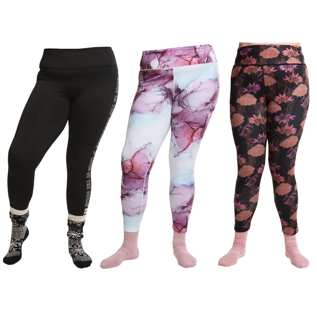 Rojo Tranquility 7/8 Womens Plus Size Thermal Pants Black Sizes 3XL-5XL