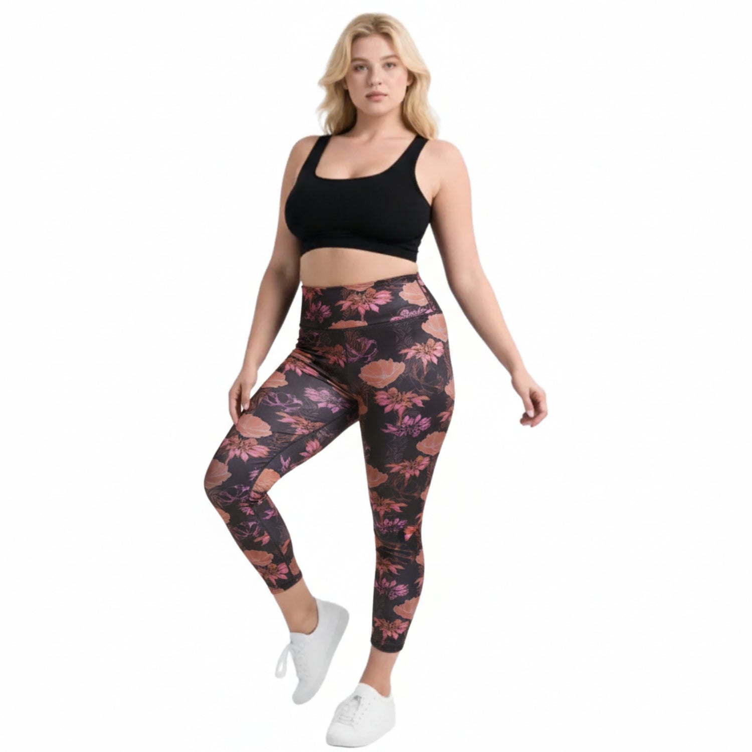 Rojo Tranquility 7/8 Womens Plus Size Thermal Pants Bisque Bloom Sizes 3XL-5XL