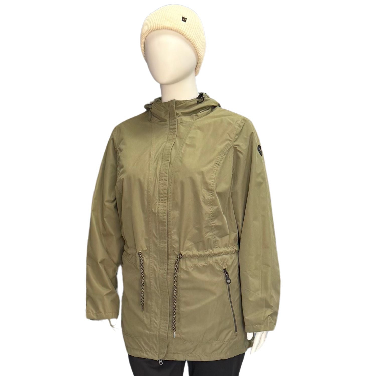 Stoy Ida Womens Plus Size Waterproof Shell Jacket Light Olive Sizes 18-26