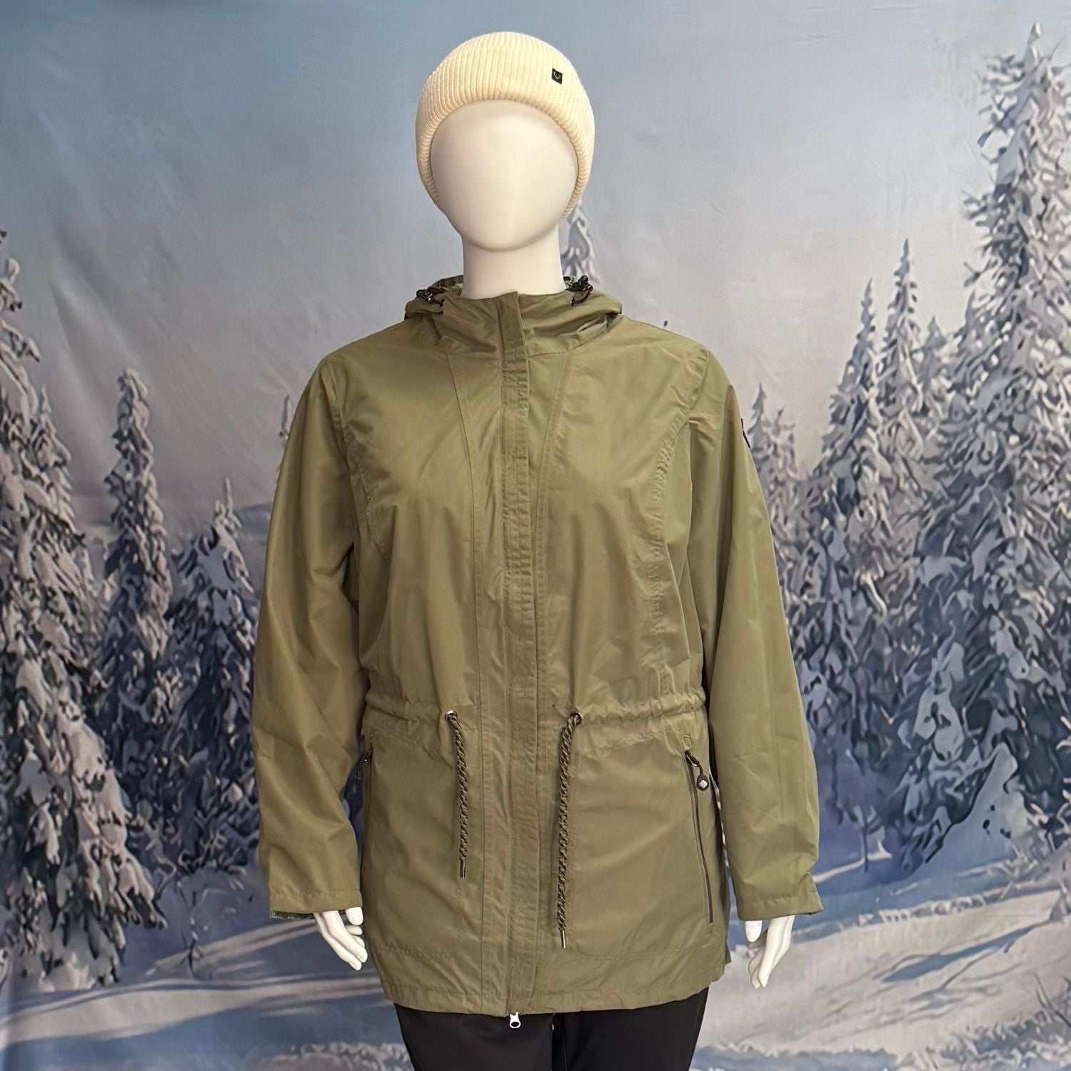Stoy Ida Womens Plus Size Waterproof Shell Jacket Light Olive Sizes 18-26