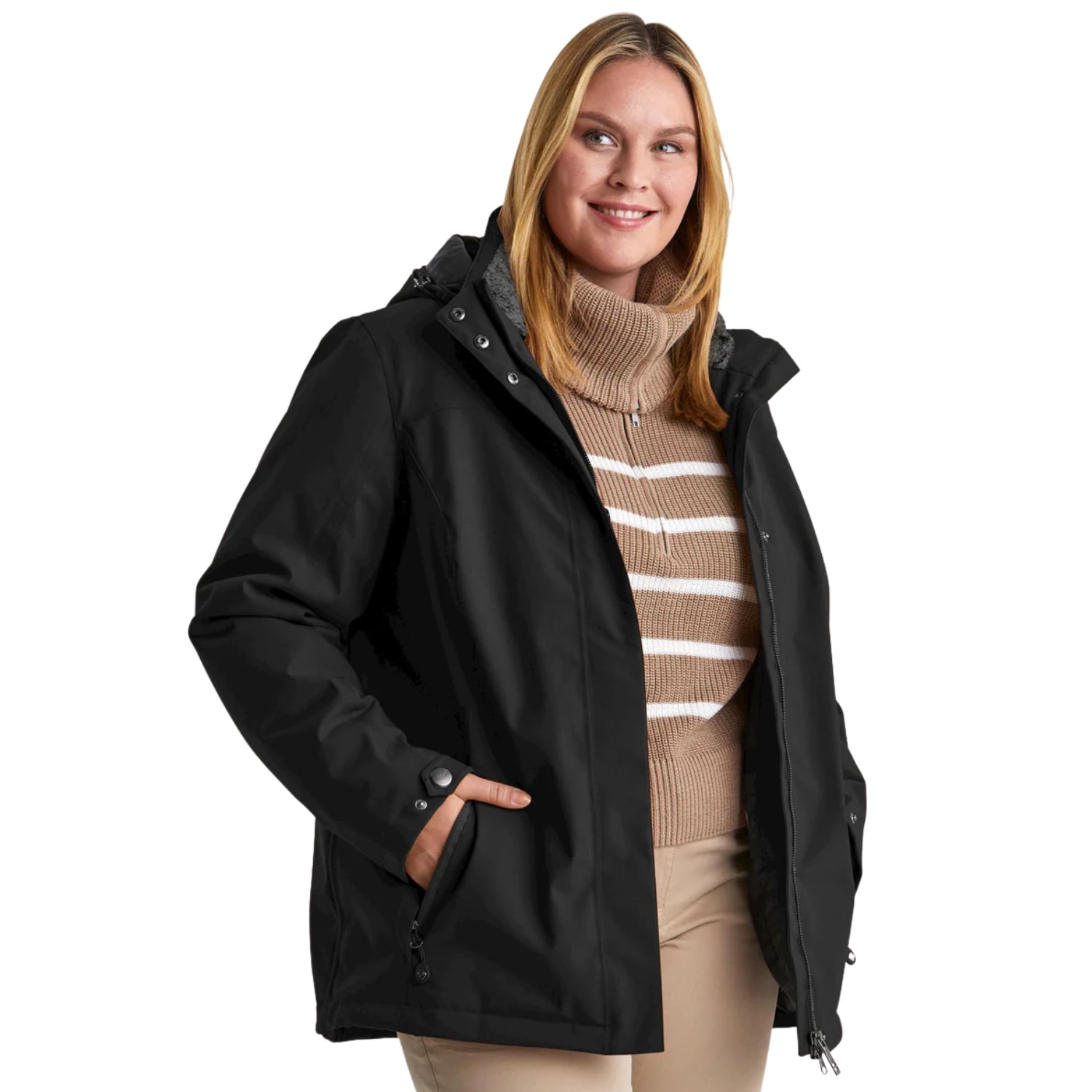 Pre-order: Stoy Agnes Tech Womens Snow Jacket Black Plus Sizes 20 - 24