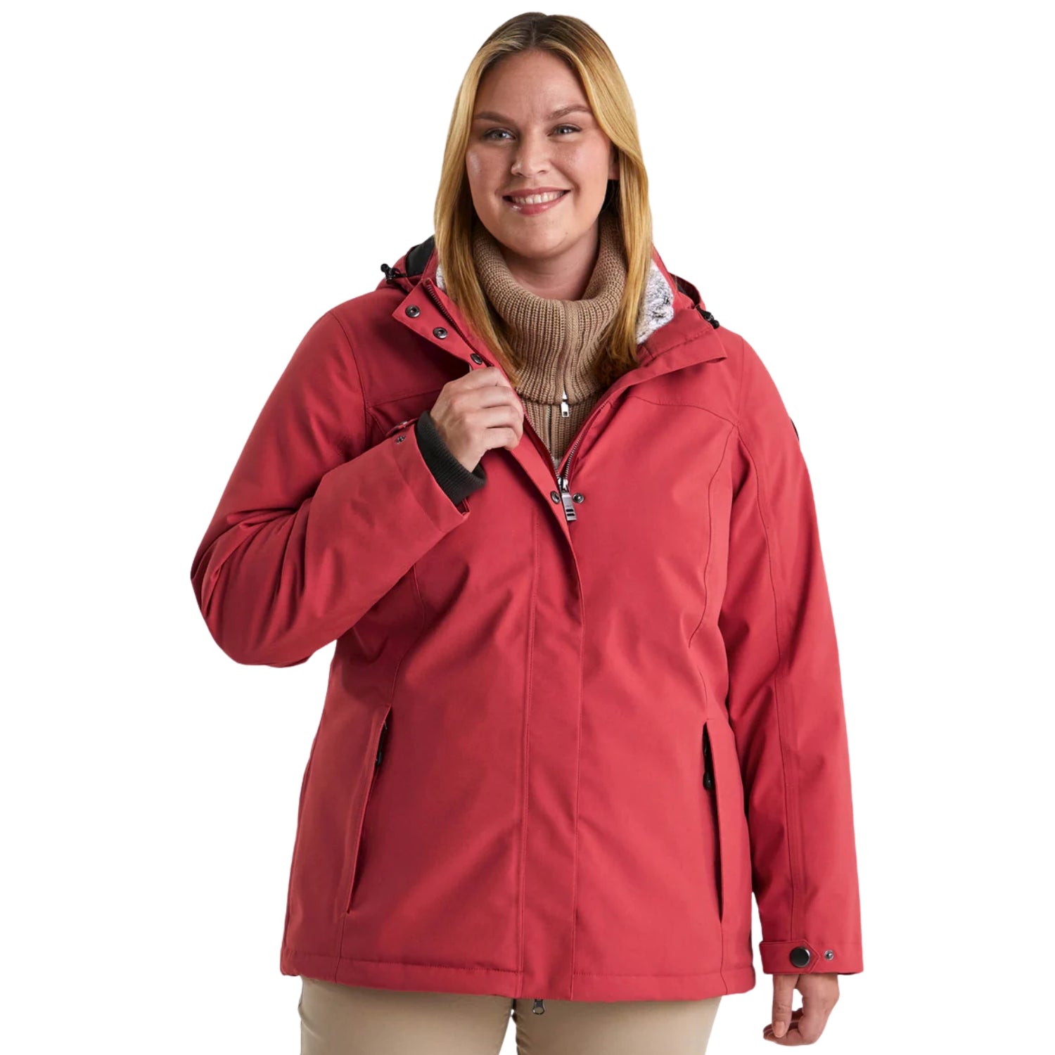 Pre-order: Stoy Agnes Tech Womens Snow Jacket Dark Rose Plus Sizes 20 - 26