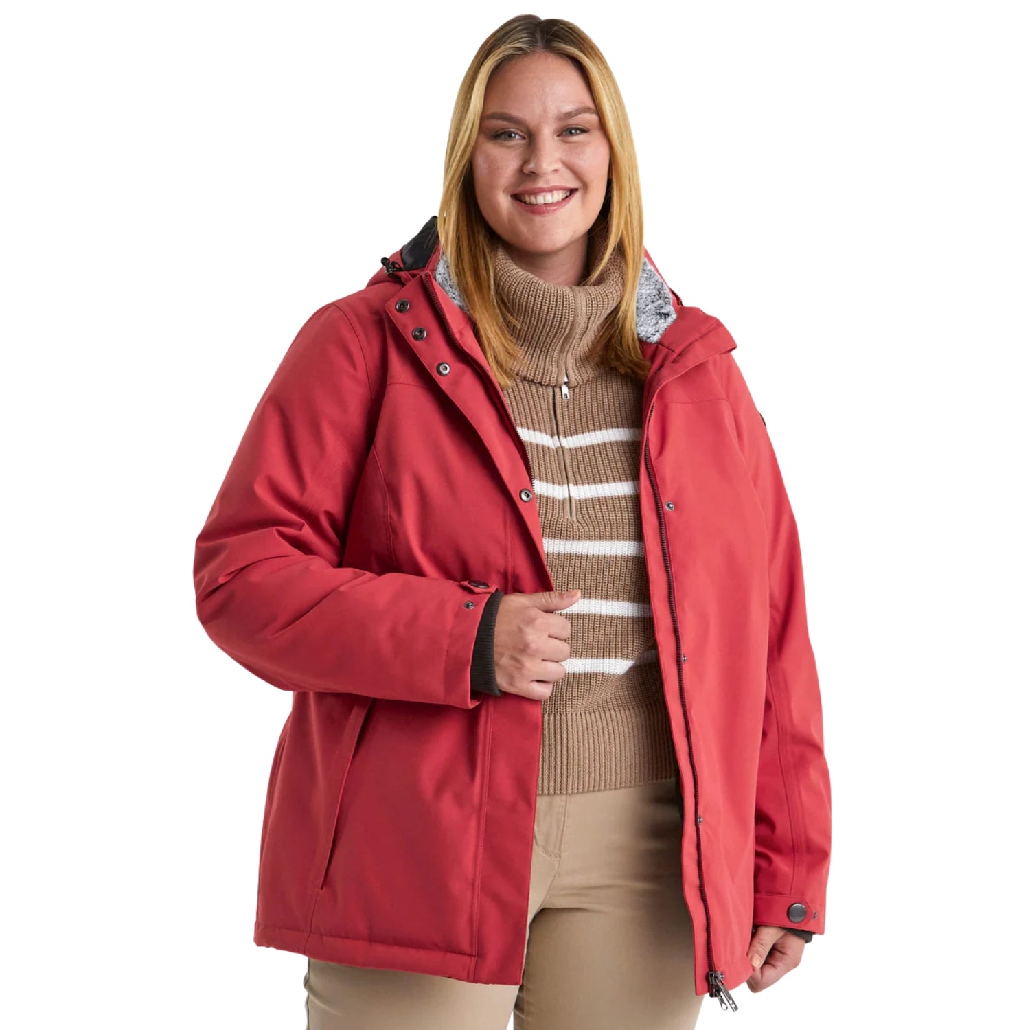 Pre-order: Stoy Agnes Tech Womens Snow Jacket Dark Rose Plus Sizes 20 - 26