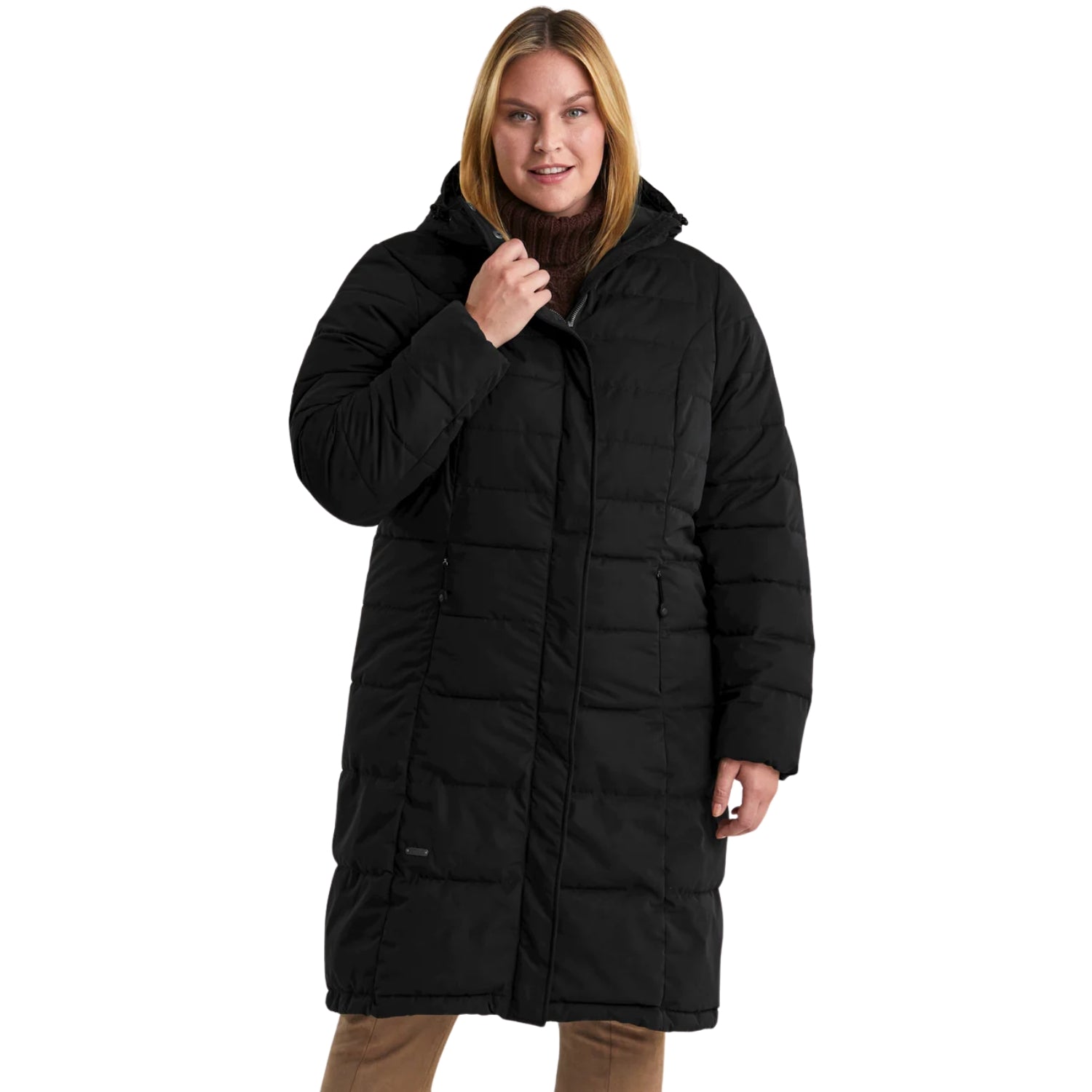 Pre-Order: Stoy Dawn Womens Plus Size Long Puffer Jacket Black Sizes 22 - 24