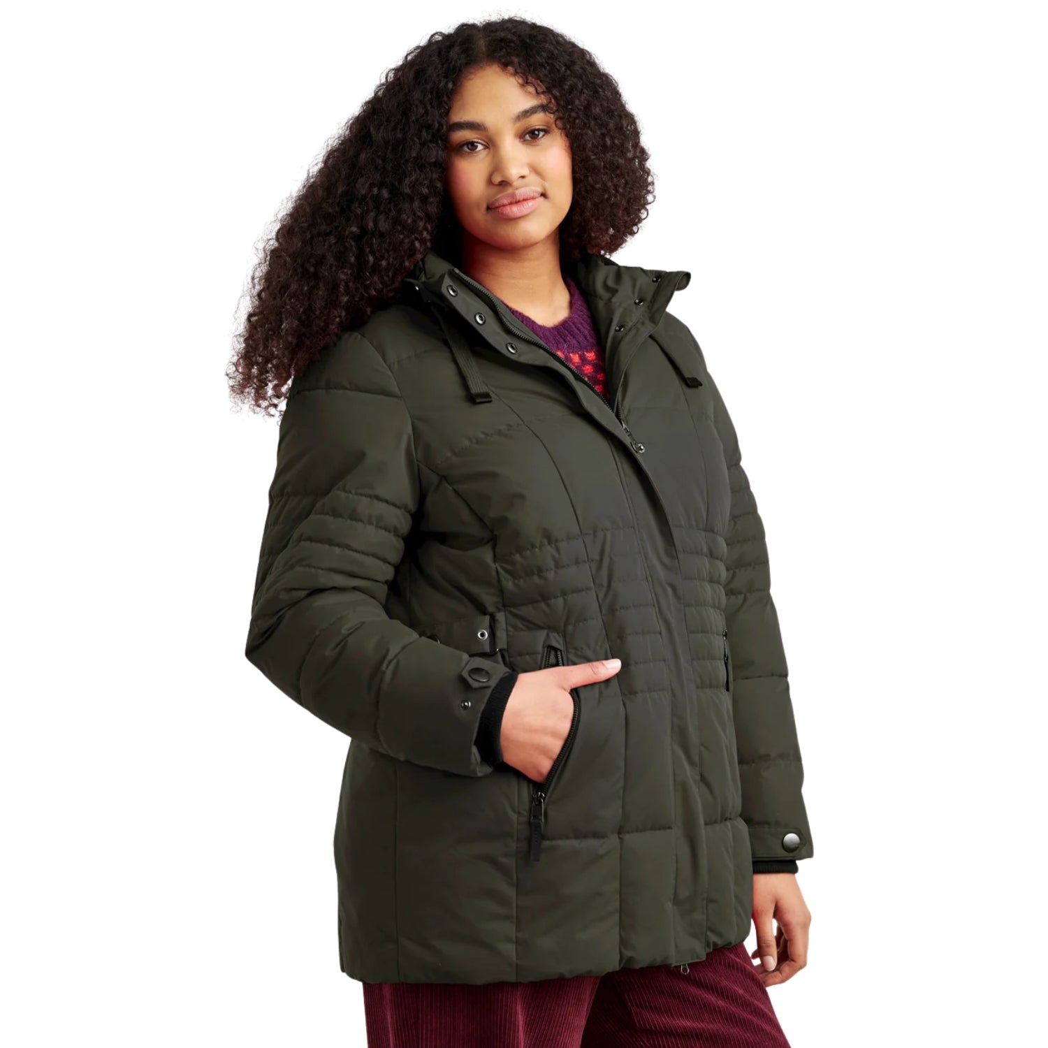 Pre-Order: Stoy Lucy Womens Plus Size Puffer Coat Dark Olive Sizes 22 - 30
