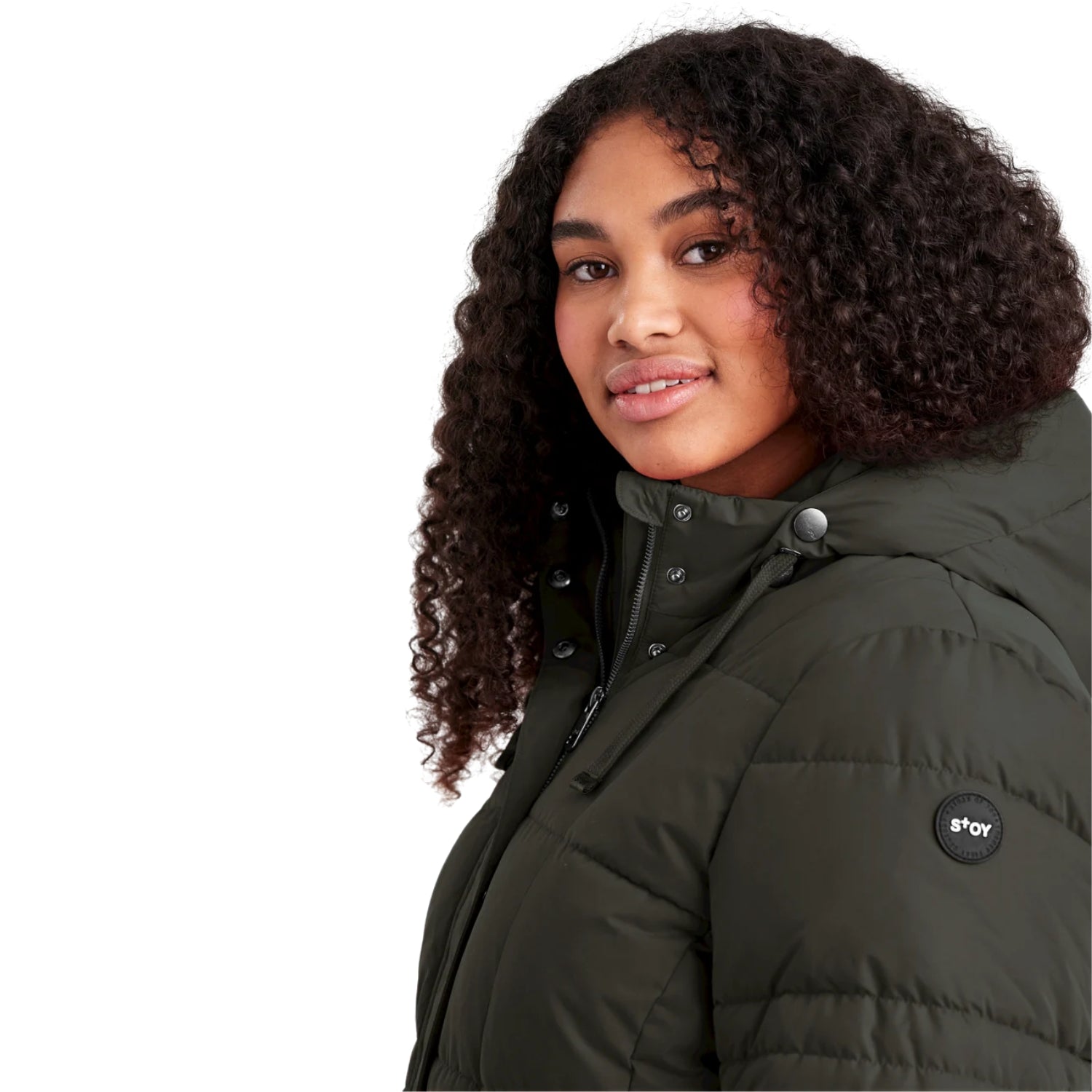 Pre-Order: Stoy Lucy Womens Plus Size Puffer Coat Dark Olive Sizes 22 - 30