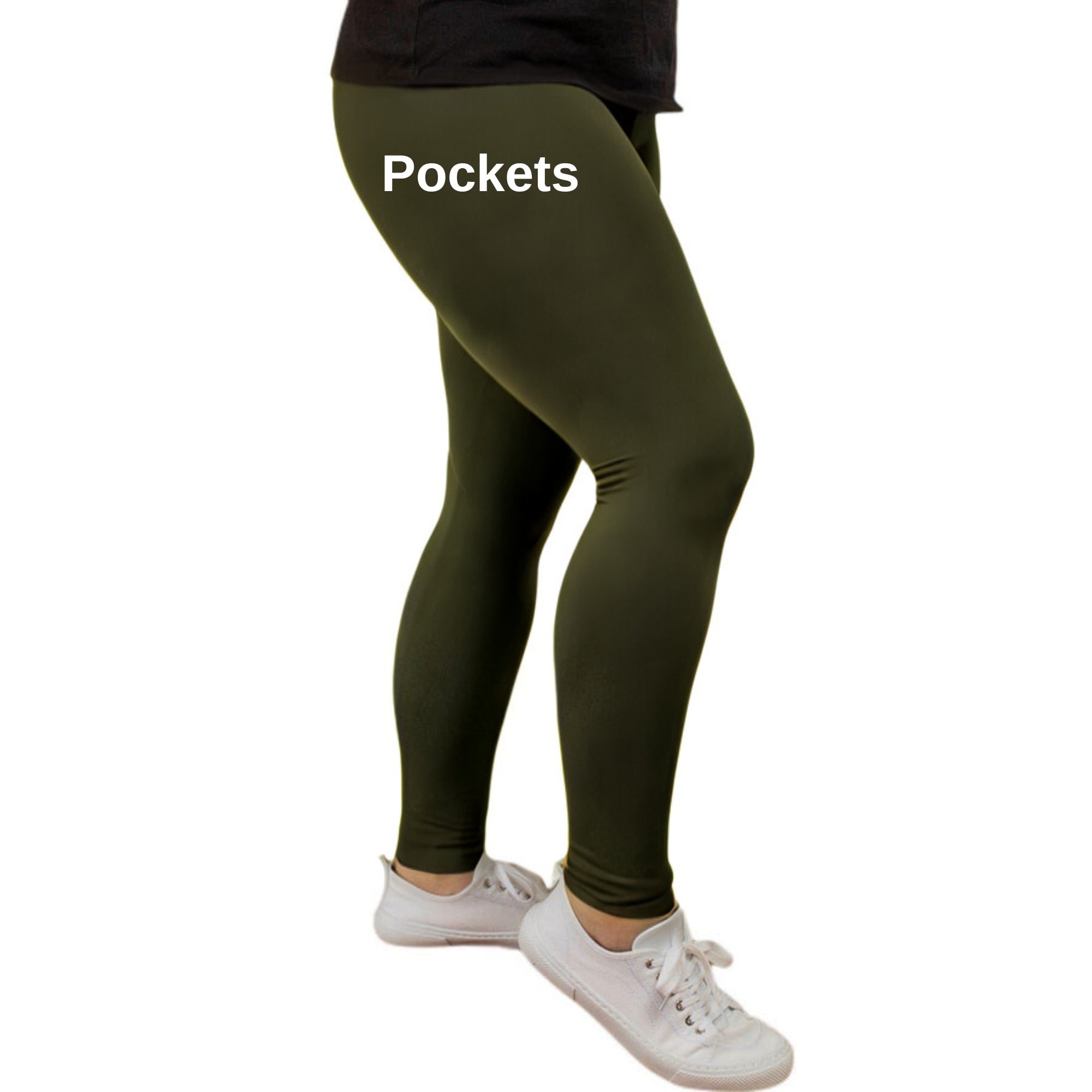 Veronica Fleece Lined Women's Plus-Size Leggings Green Sizes 8 - 26