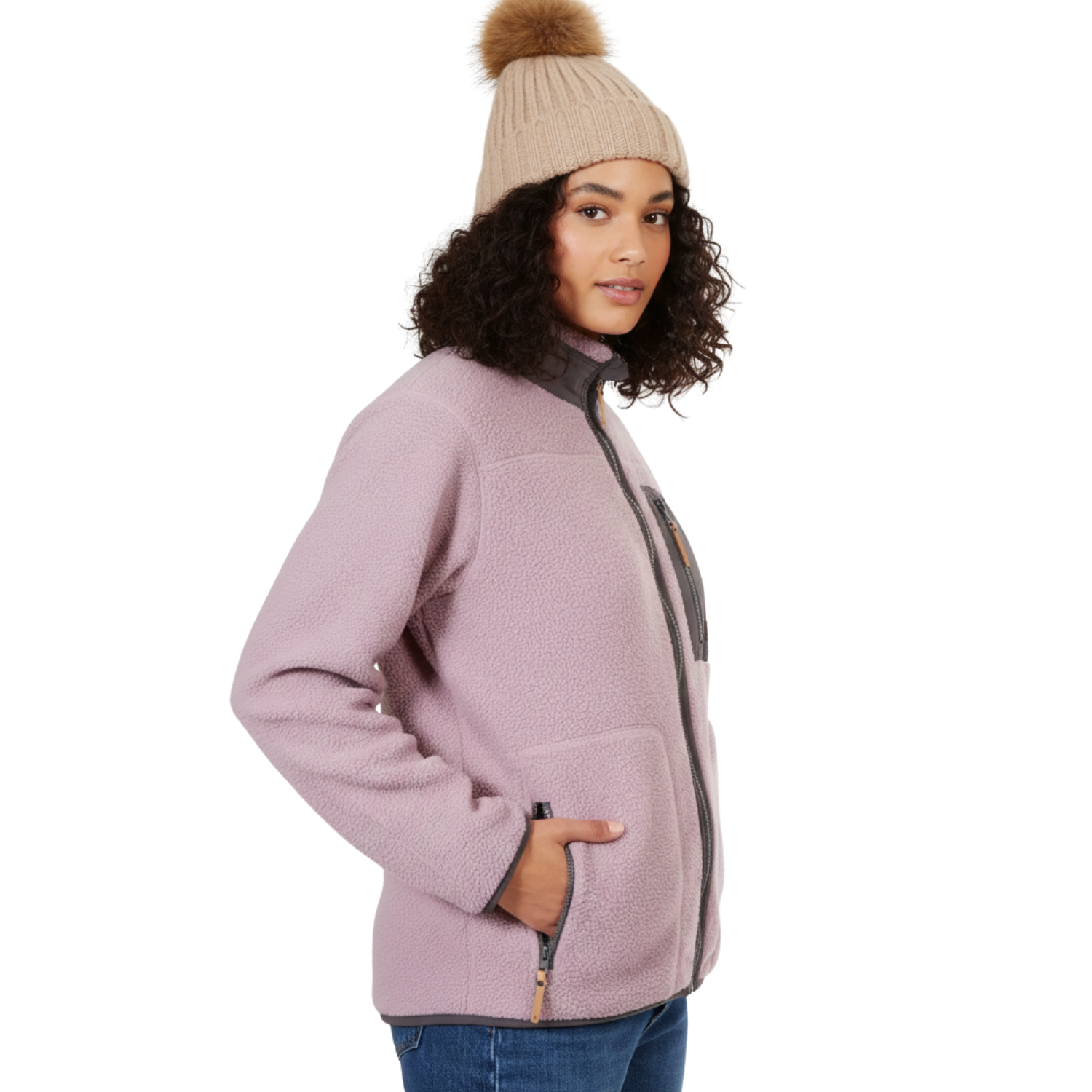 XTM Camper Womens Plus Size Full Zip Fleece Jacket Fog Size 18